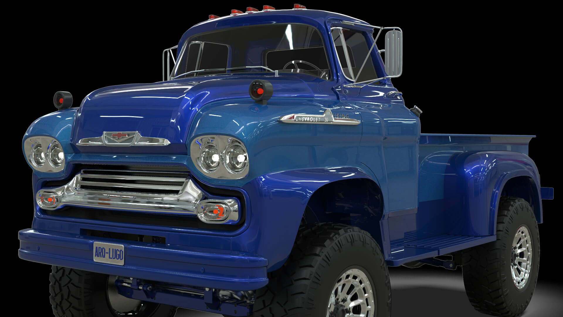 1958 Viking 50 Lifted 4x4 Pickup Truck 3D Model