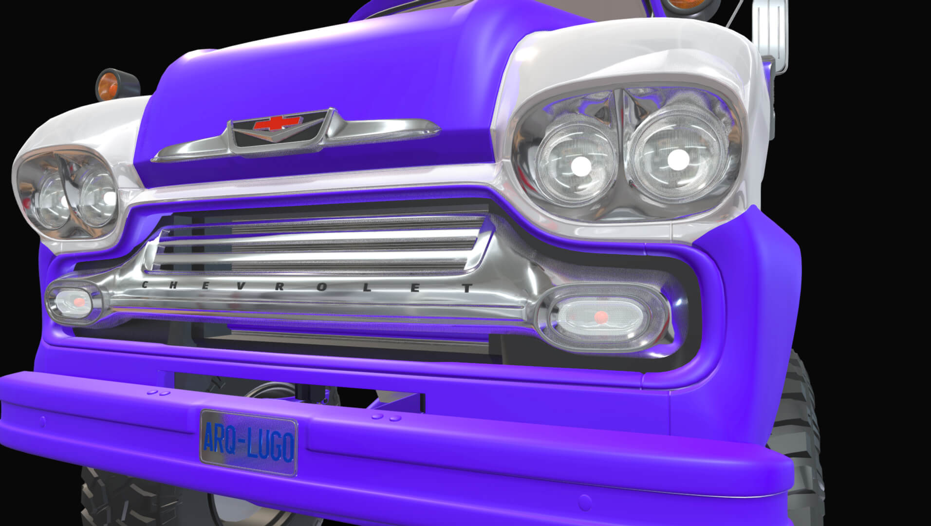 1958 Viking 50 Lifted 4x4 Pickup Truck 3D Model