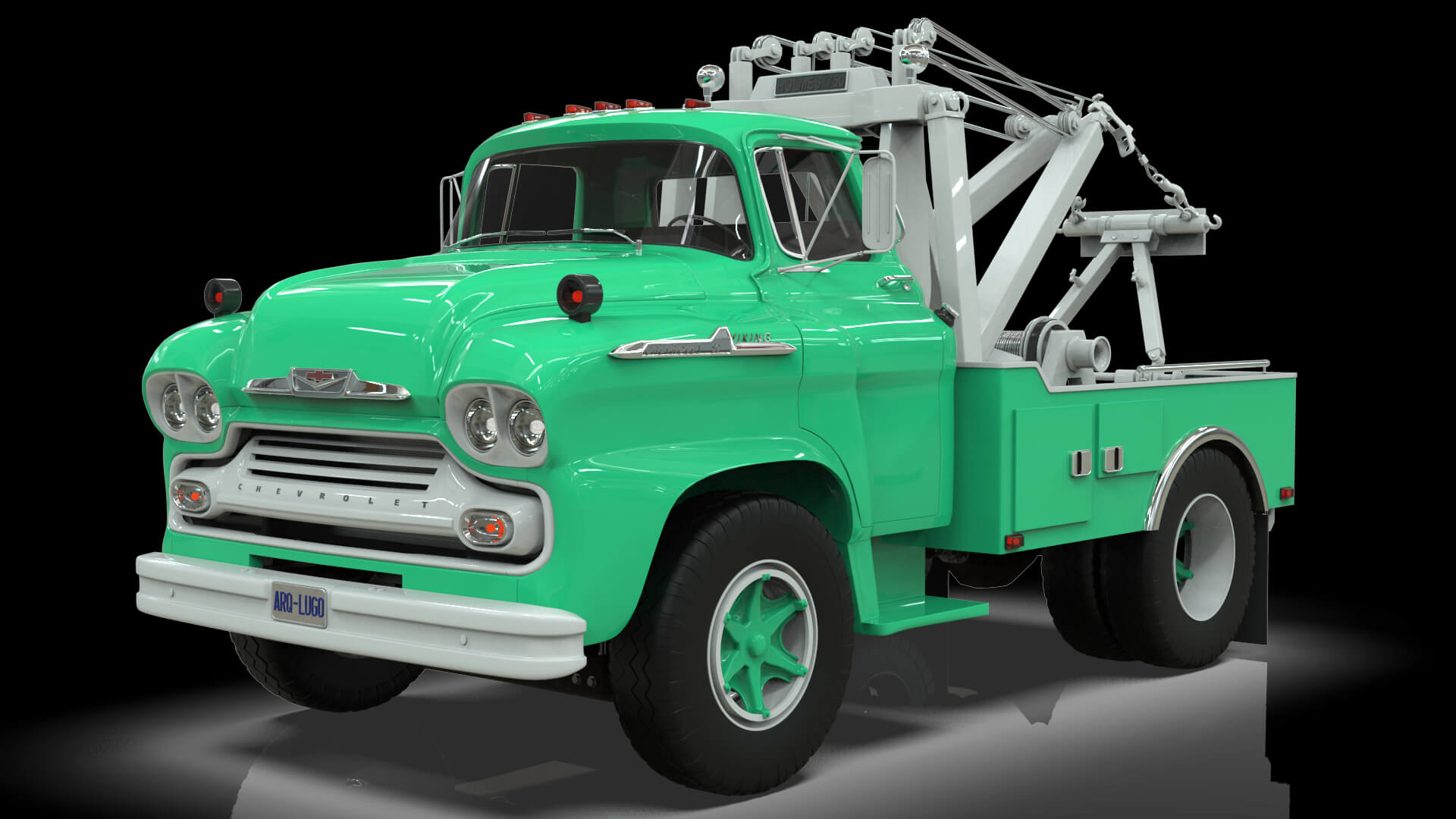 1958 Viking 50 Single Axle Wrecker Truck Holmes 750 3D Model