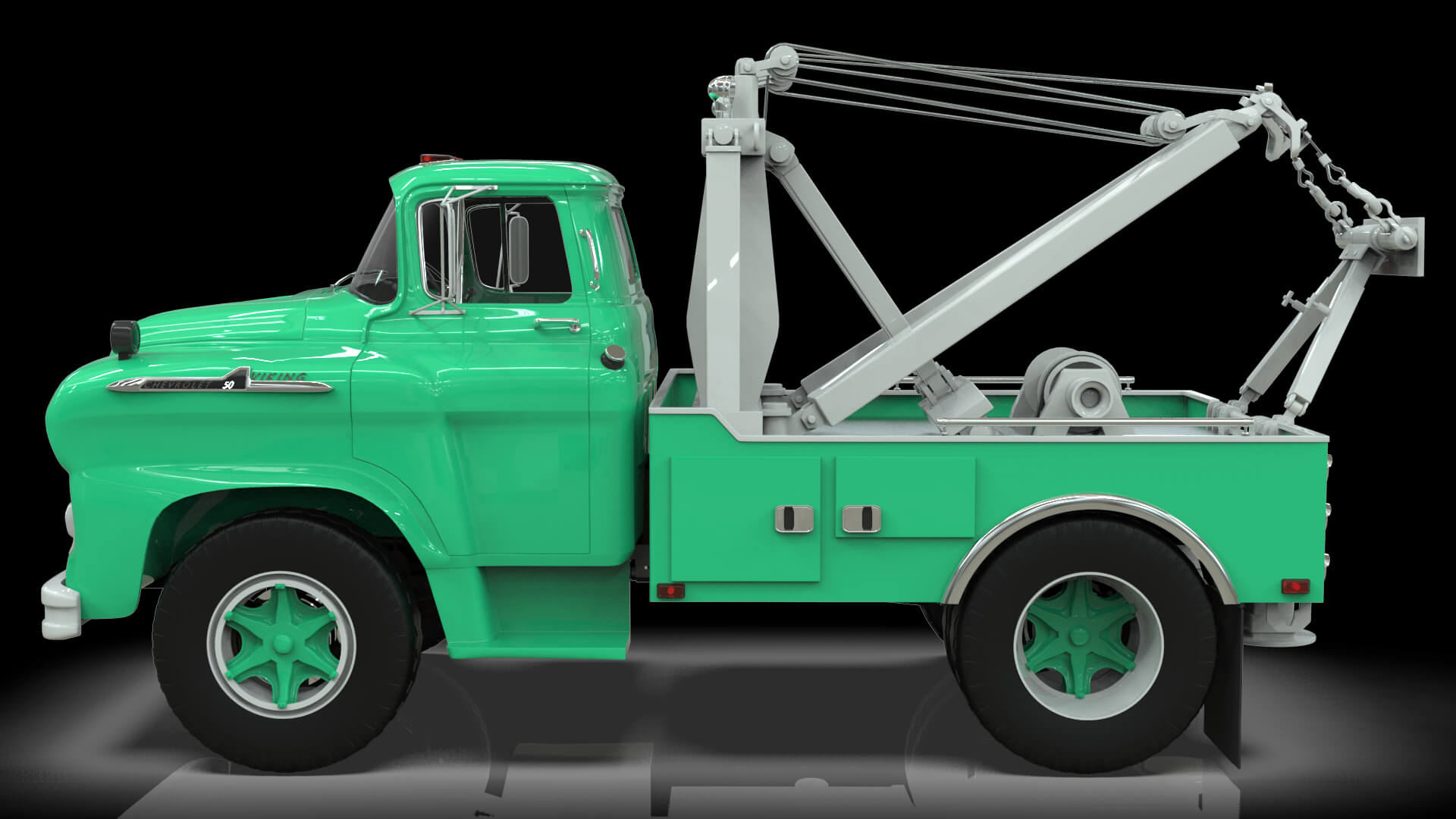 1958 Viking 50 Single Axle Wrecker Truck Holmes 750 3D Model