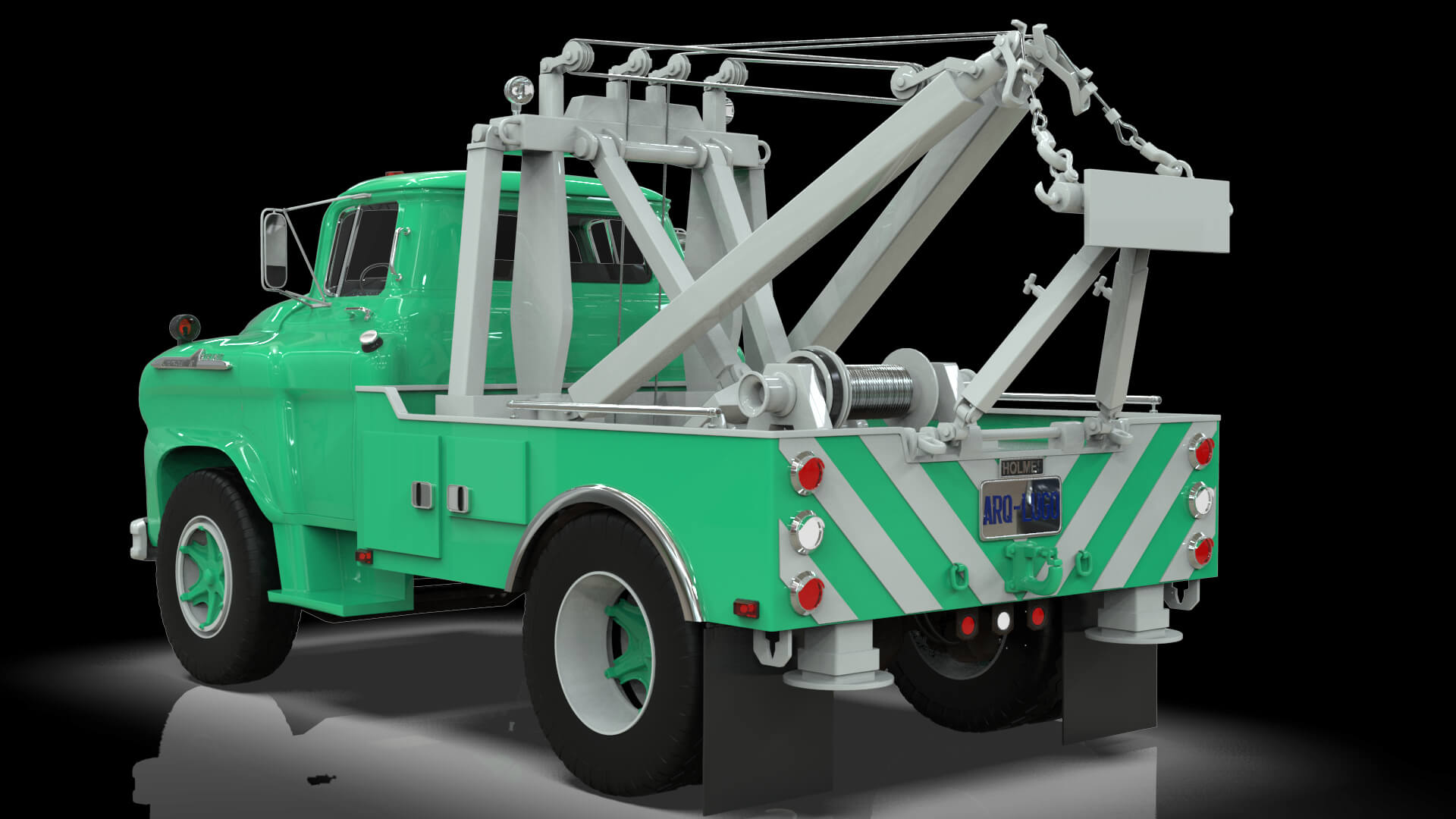 1958 Viking 50 Single Axle Wrecker Truck Holmes 750 3D Model