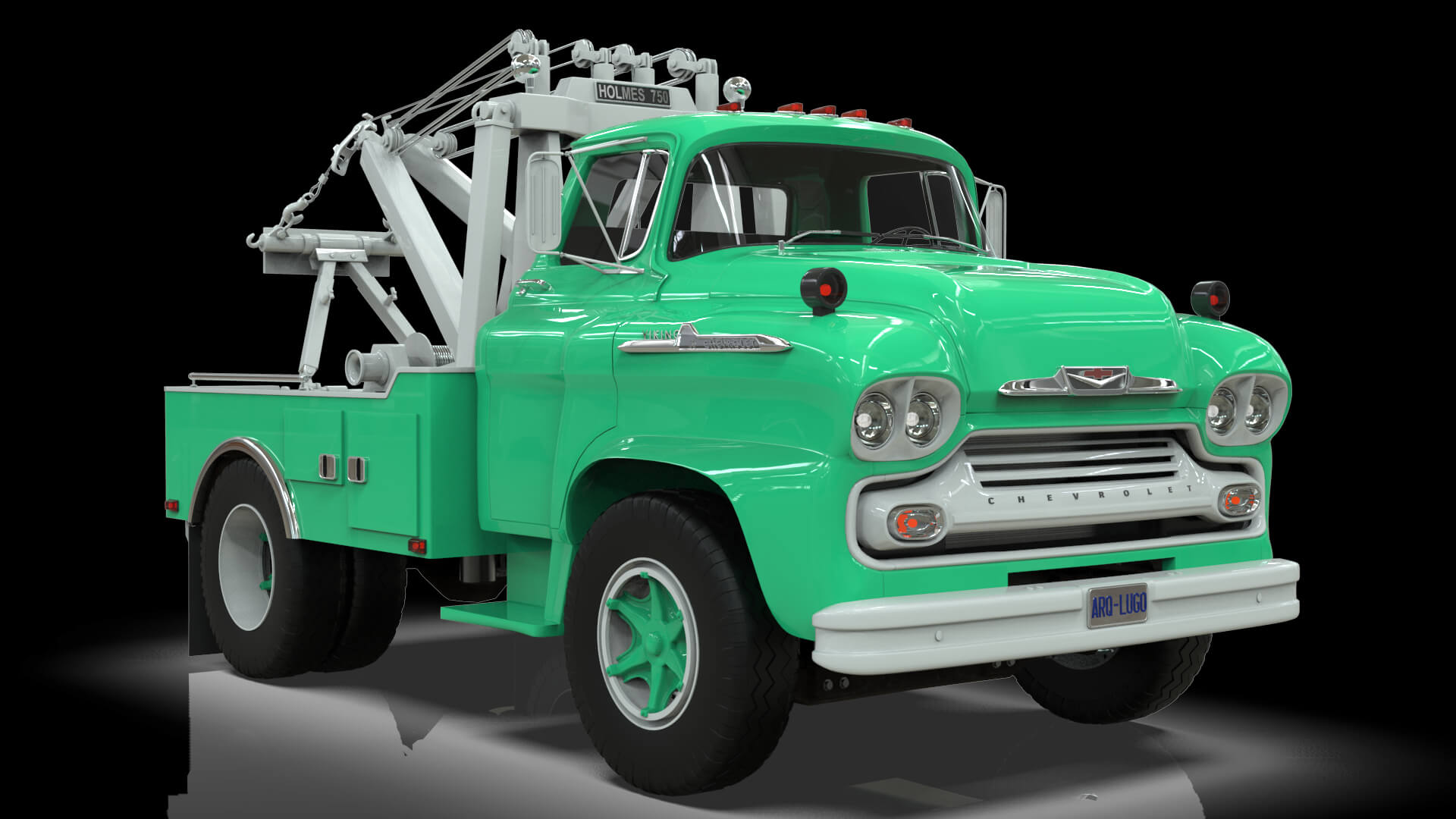 1958 Viking 50 Single Axle Wrecker Truck Holmes 750 3D Model