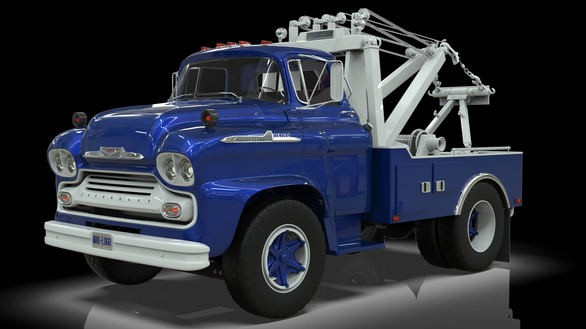 1958 Viking 50 Single Axle Wrecker Truck Holmes 750 3D Model