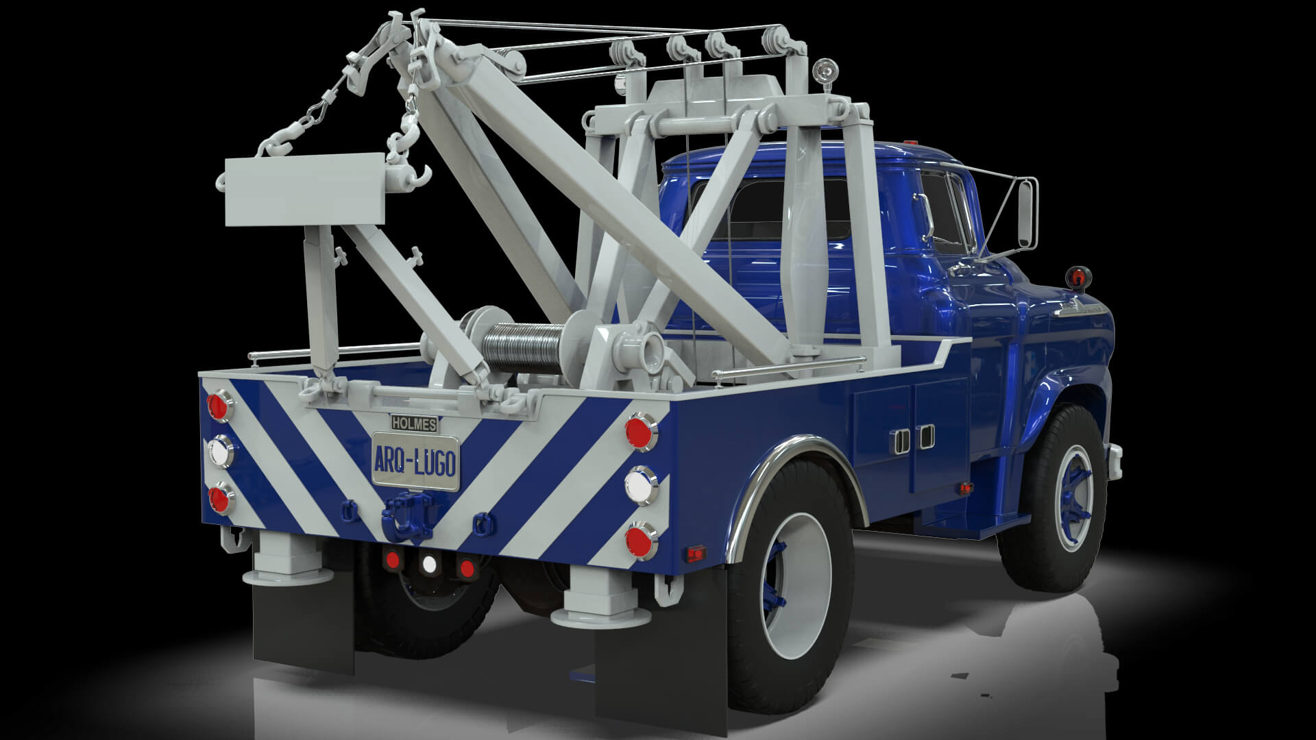 1958 Viking 50 Single Axle Wrecker Truck Holmes 750 3D Model