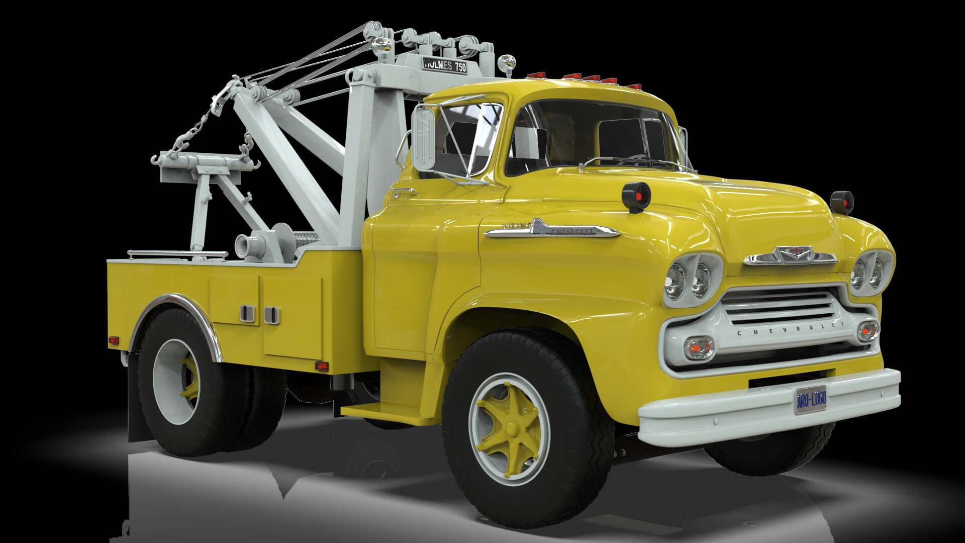 1958 Viking 50 Single Axle Wrecker Truck Holmes 750 3D Model
