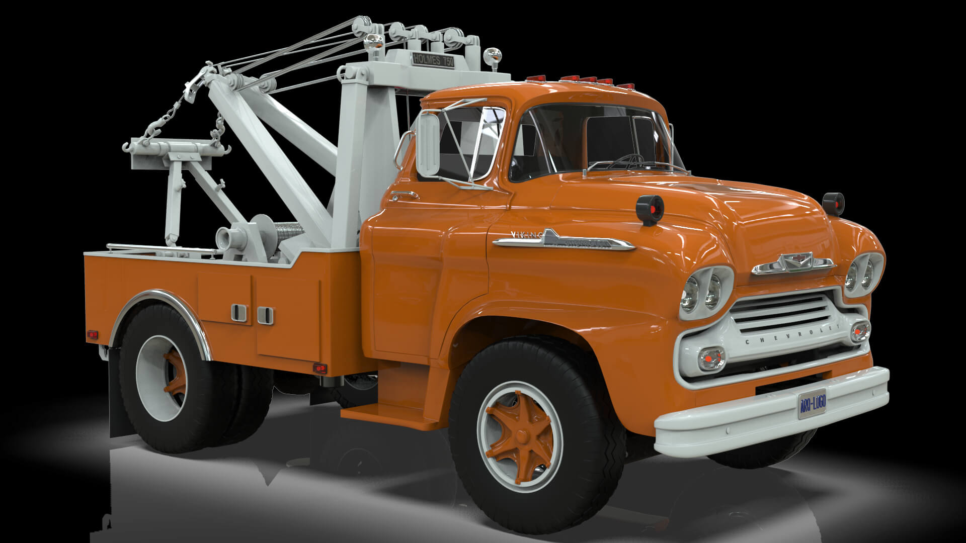 1958 Viking 50 Single Axle Wrecker Truck Holmes 750 3D Model
