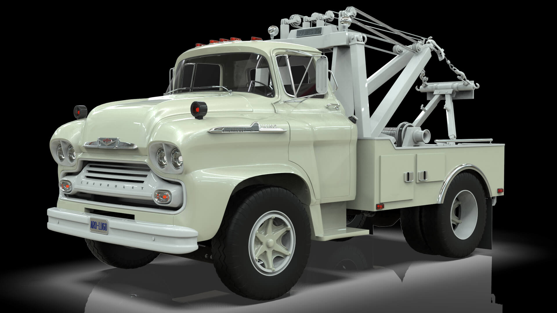 1958 Viking 50 Single Axle Wrecker Truck Holmes 750 3D Model