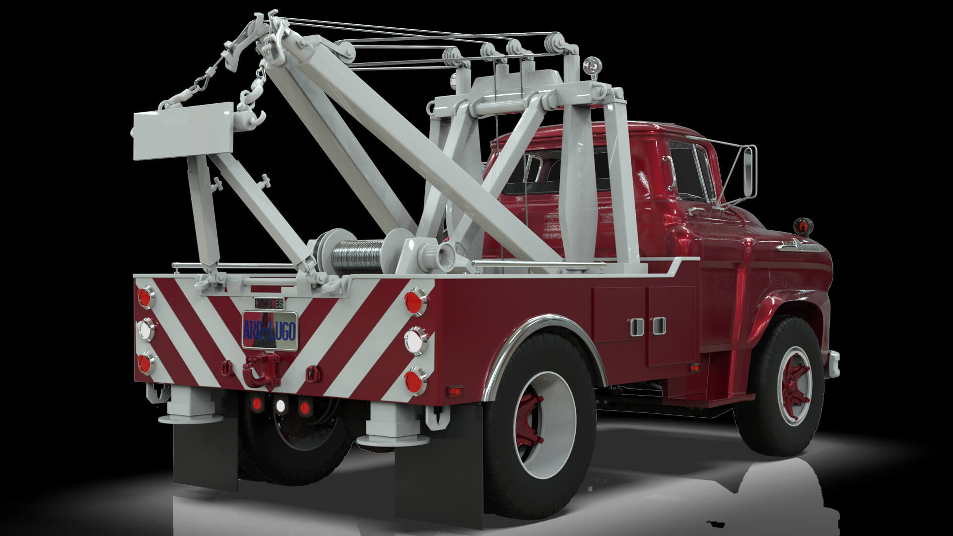1958 Viking 50 Single Axle Wrecker Truck Holmes 750 3D Model