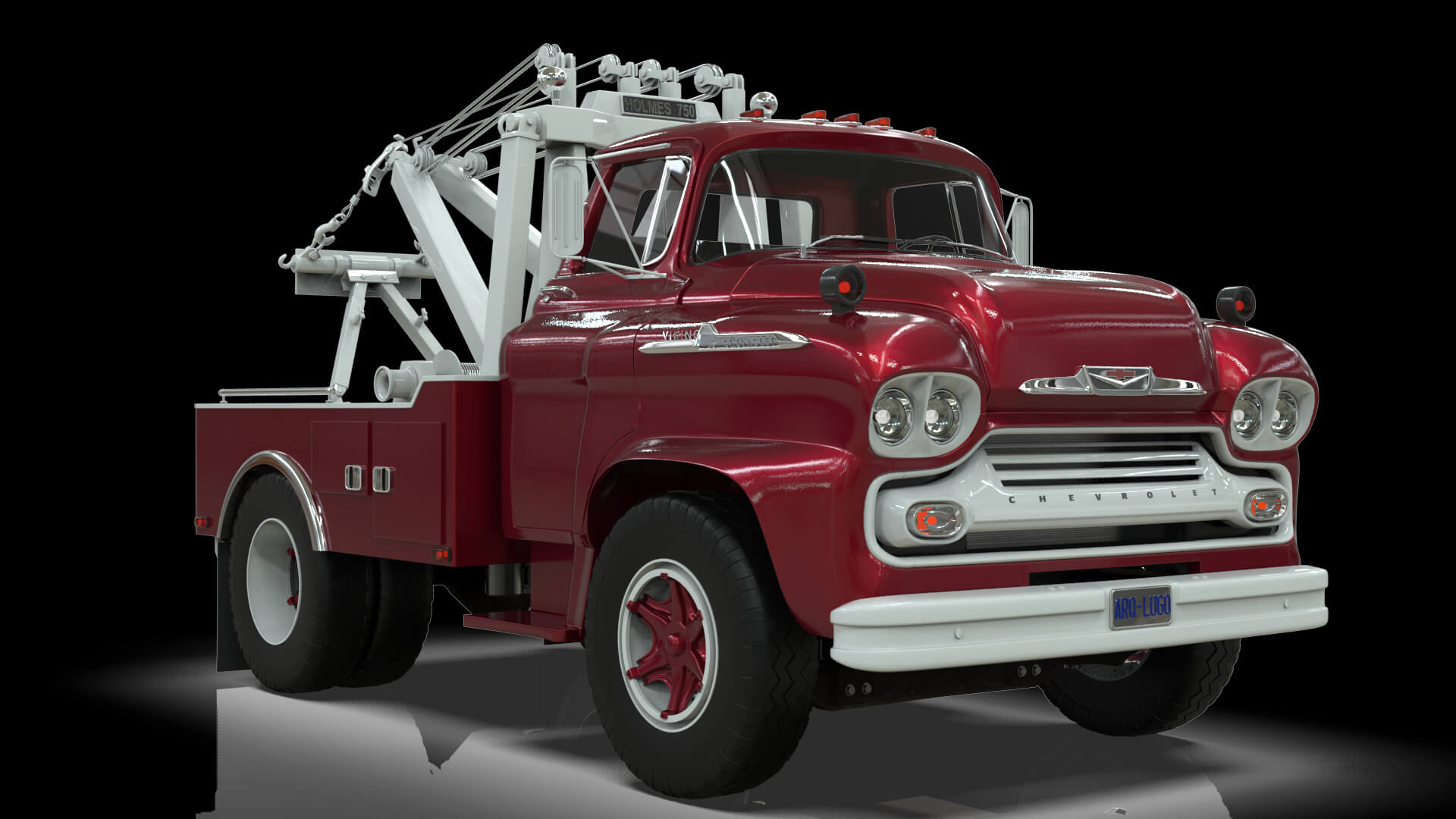1958 Viking 50 Single Axle Wrecker Truck Holmes 750 3D Model
