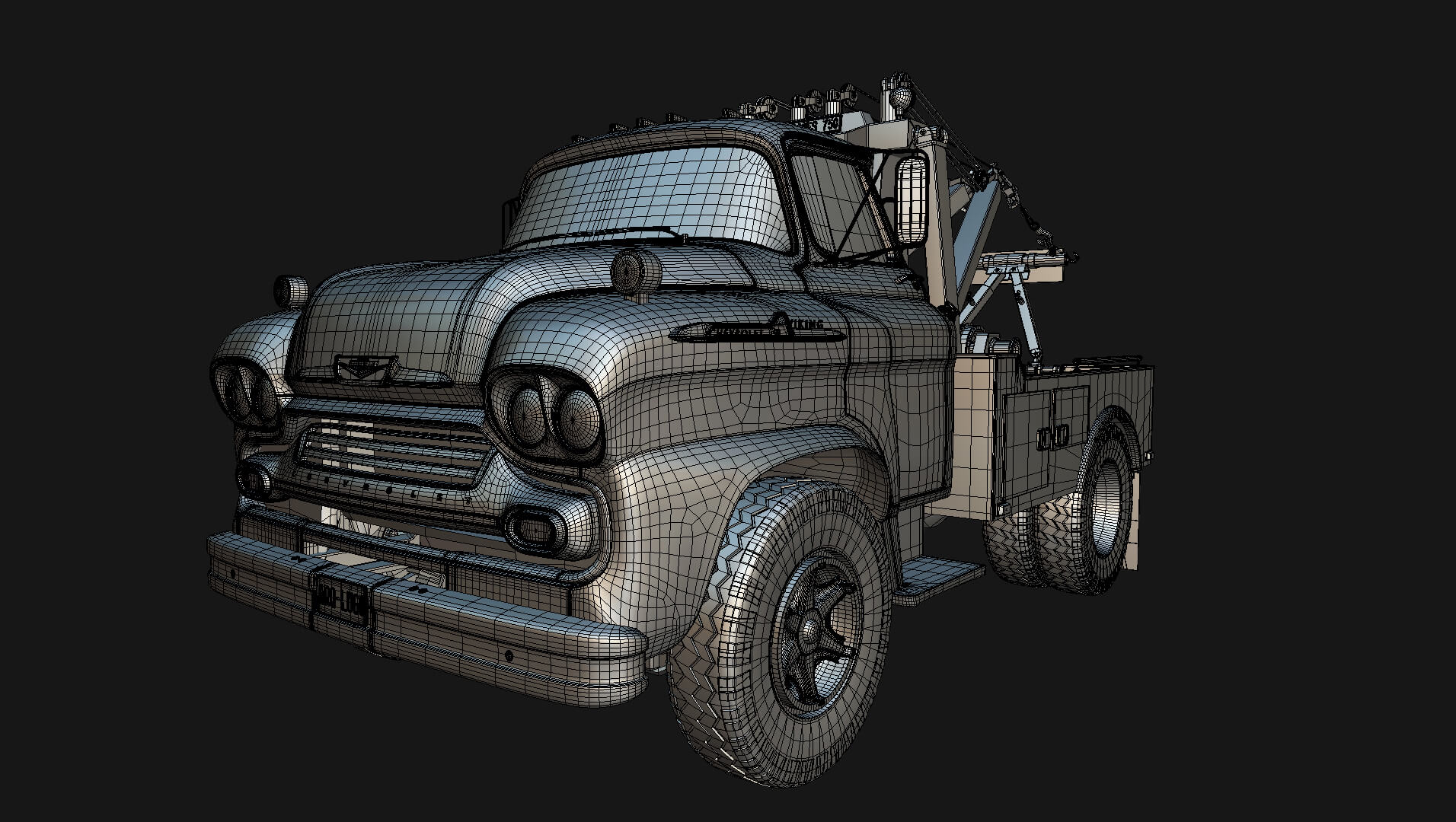 1958 Viking 50 Single Axle Wrecker Truck Holmes 750 3D Model