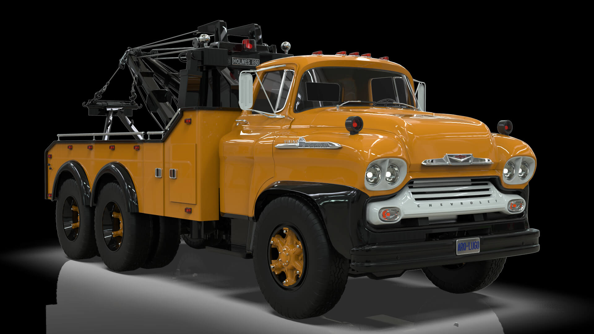 1958 Viking 50 Tandem Axle Wrecker Truck Holmes 850 3D Model
