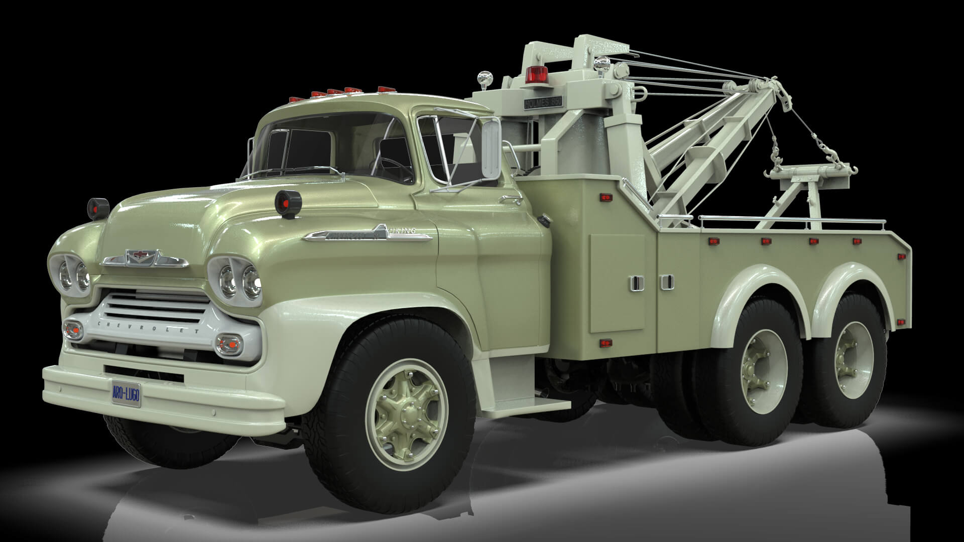 1958 Viking 50 Tandem Axle Wrecker Truck Holmes 850 3D Model