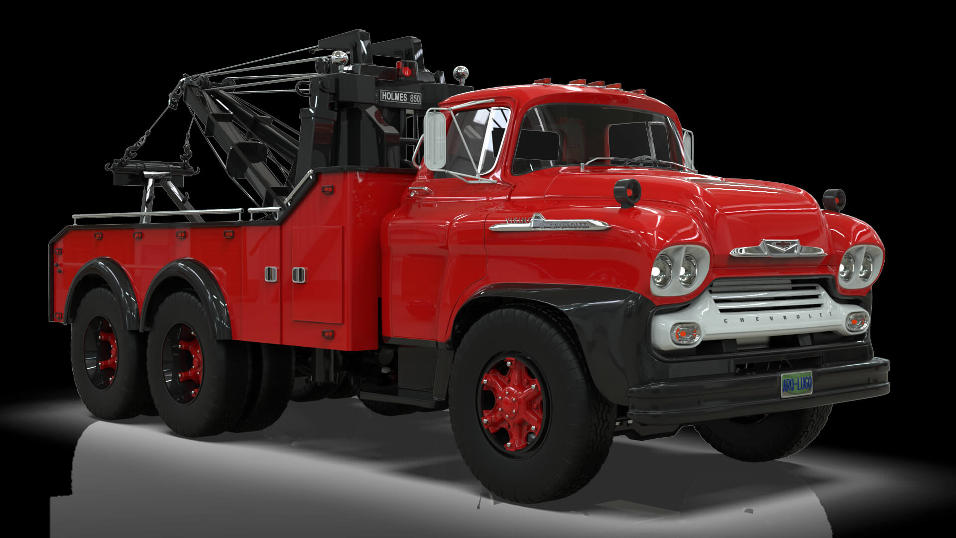 1958 Viking 50 Tandem Axle Wrecker Truck Holmes 850 3D Model