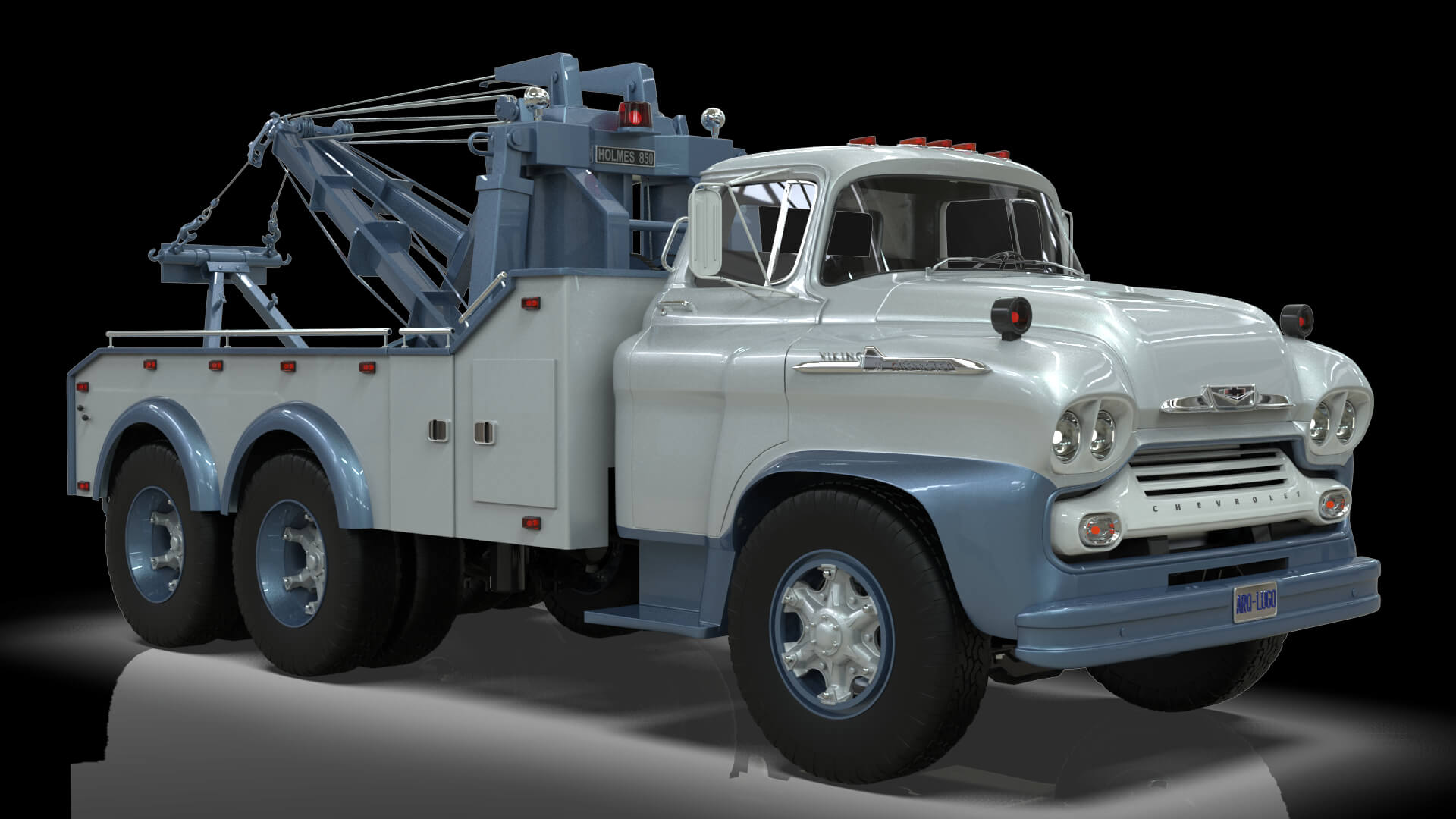 1958 Viking 50 Tandem Axle Wrecker Truck Holmes 850 3D Model