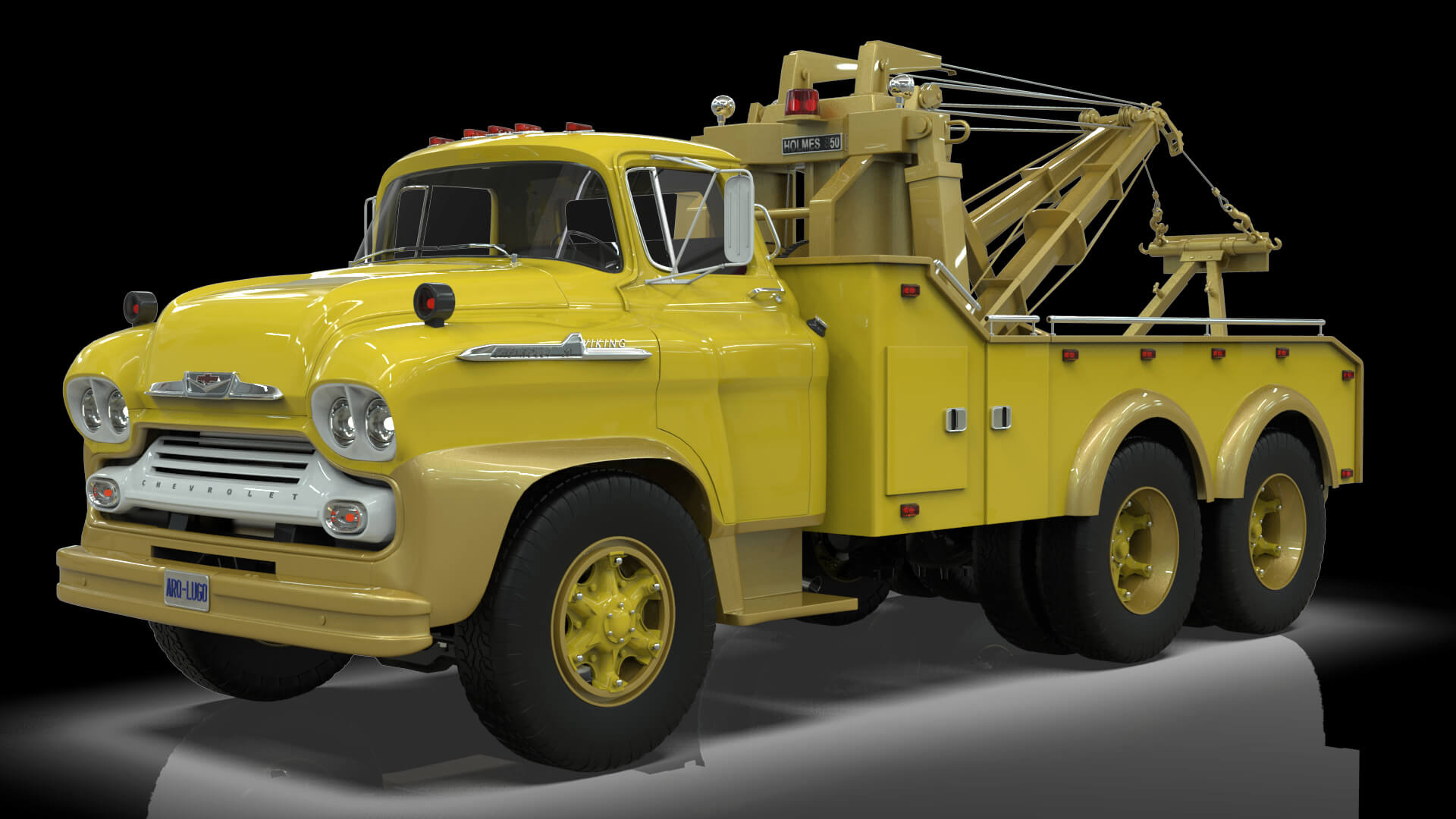 1958 Viking 50 Tandem Axle Wrecker Truck Holmes 850 3D Model