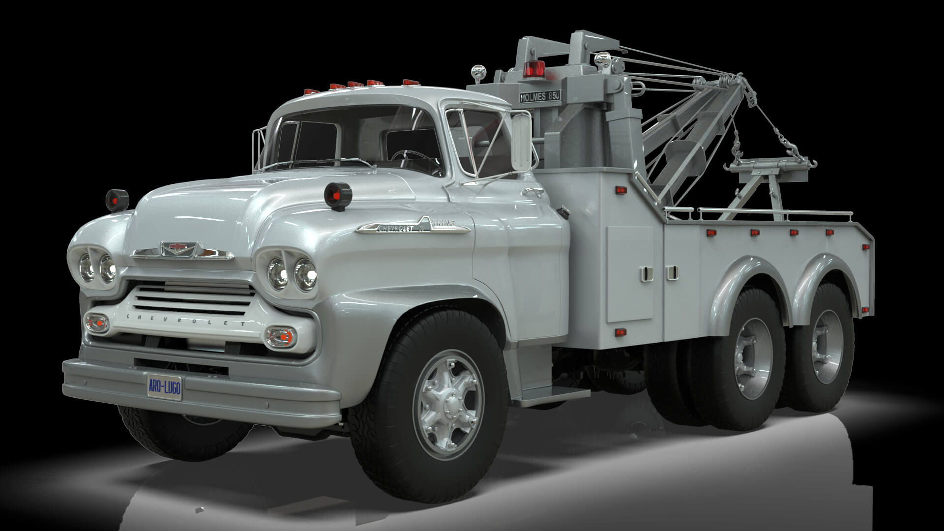 1958 Viking 50 Tandem Axle Wrecker Truck Holmes 850 3D Model