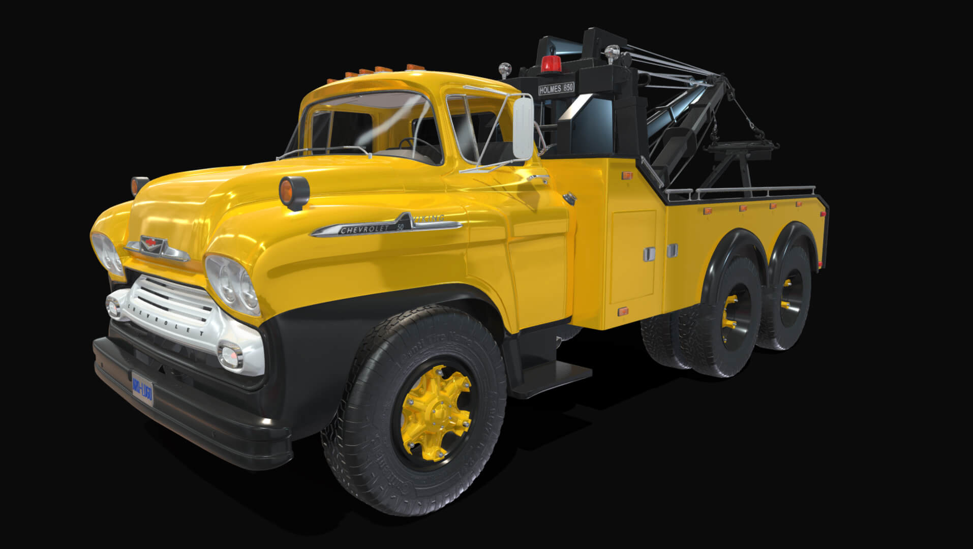 1958 Viking 50 Tandem Axle Wrecker Truck Holmes 850 3D Model