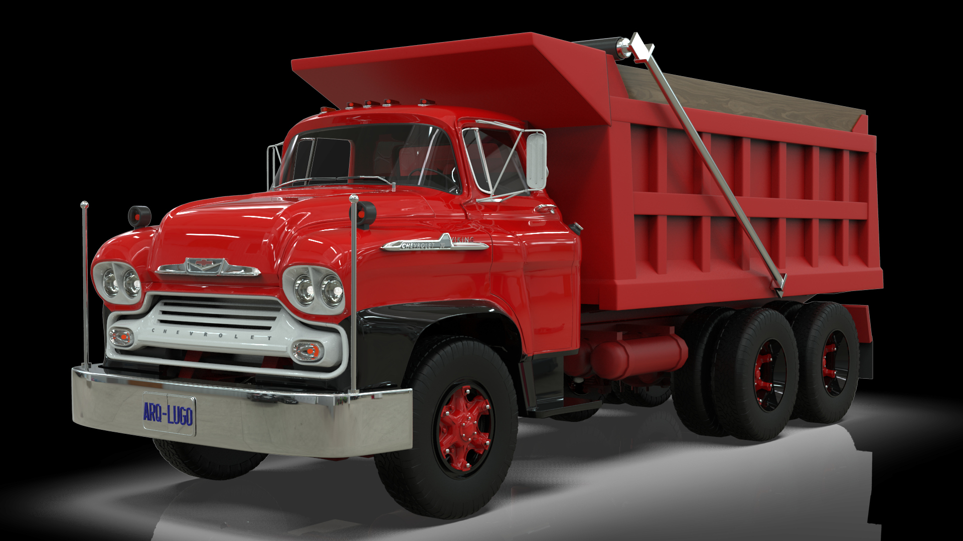 1958 Viking 50 Tandem Dump Truck 3D Model