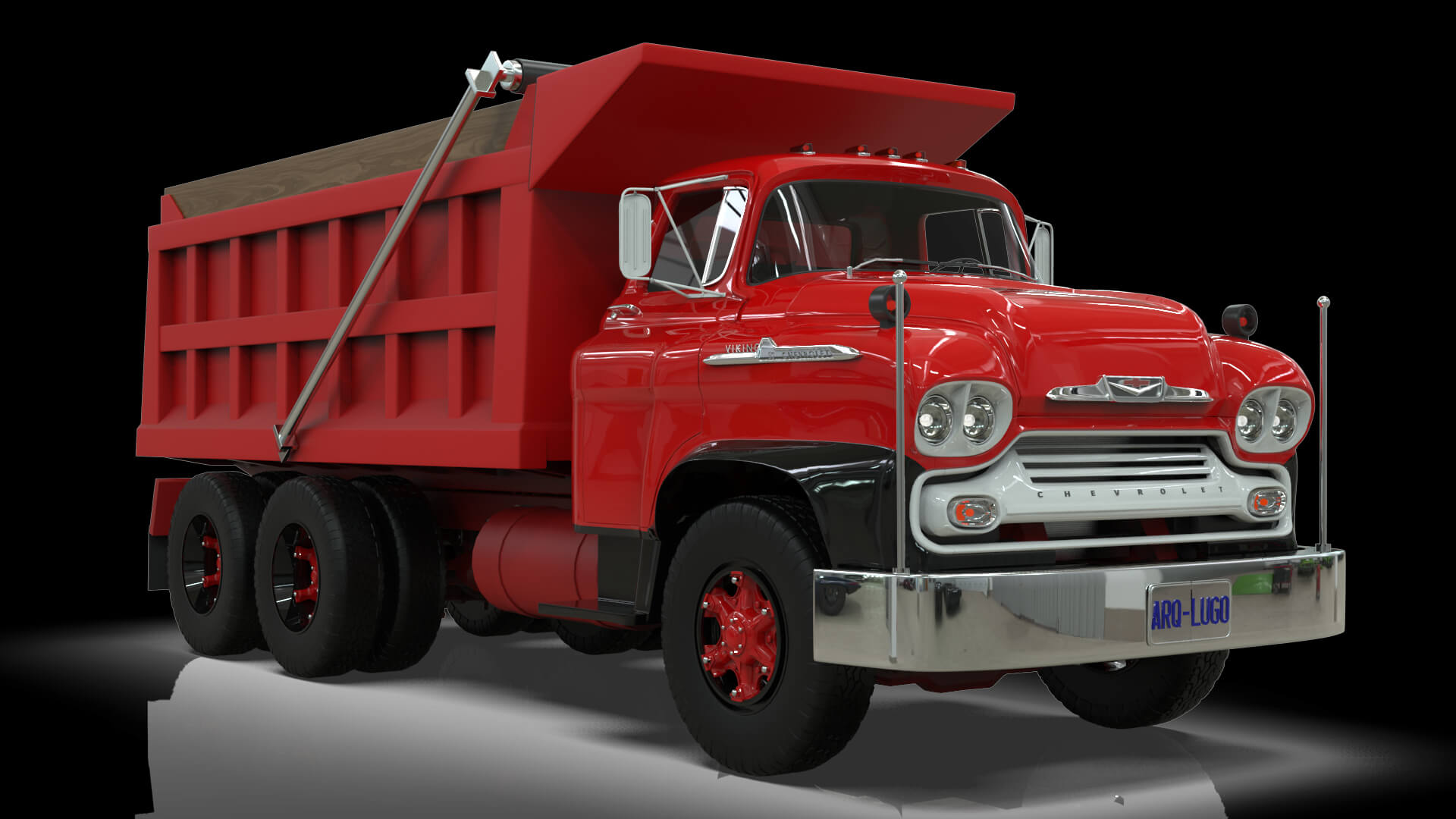 1958 Viking 50 Tandem Dump Truck 3D Model