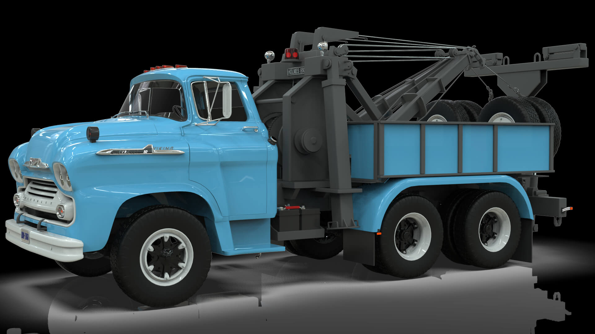 1958 Viking 50 Wrecker Tow Truck 3D Model