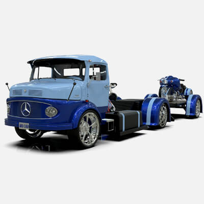 710 LAK Custom Lowrider Truck with Motorcycle and Trailer