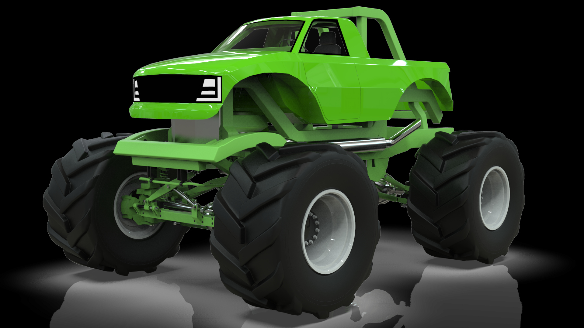 Midpoly Monster Truck 3D Model