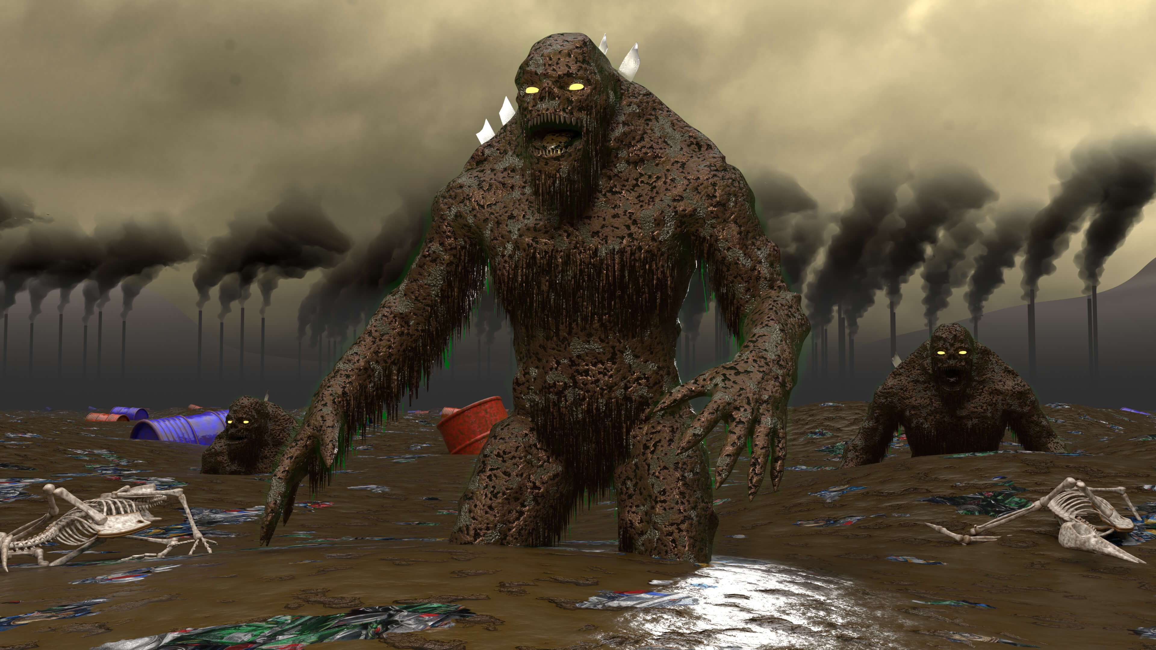 The End of the World the Collapse of the Sanitation System 3D Render, Digital Artwork by artgeorg