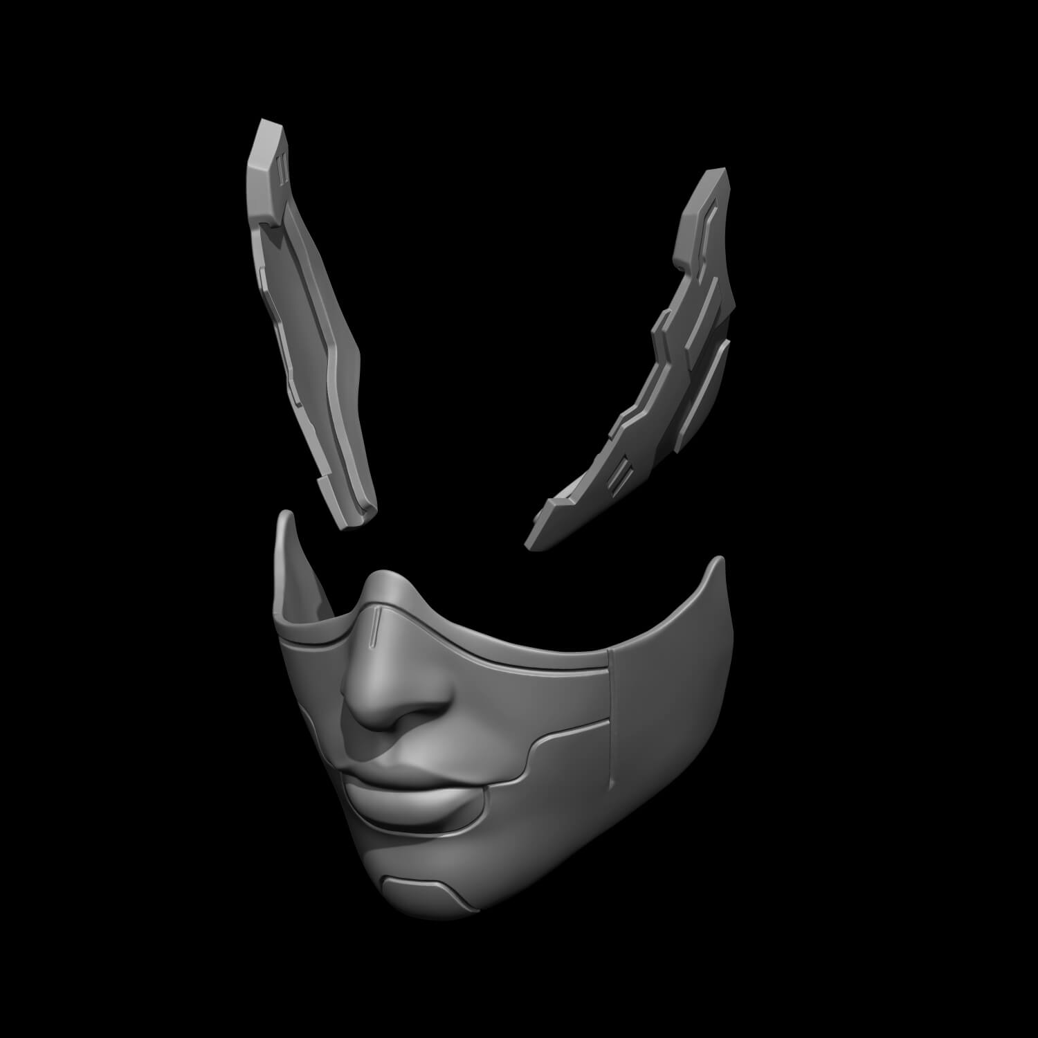 Cyberpunk Half Face Mask 3D Model