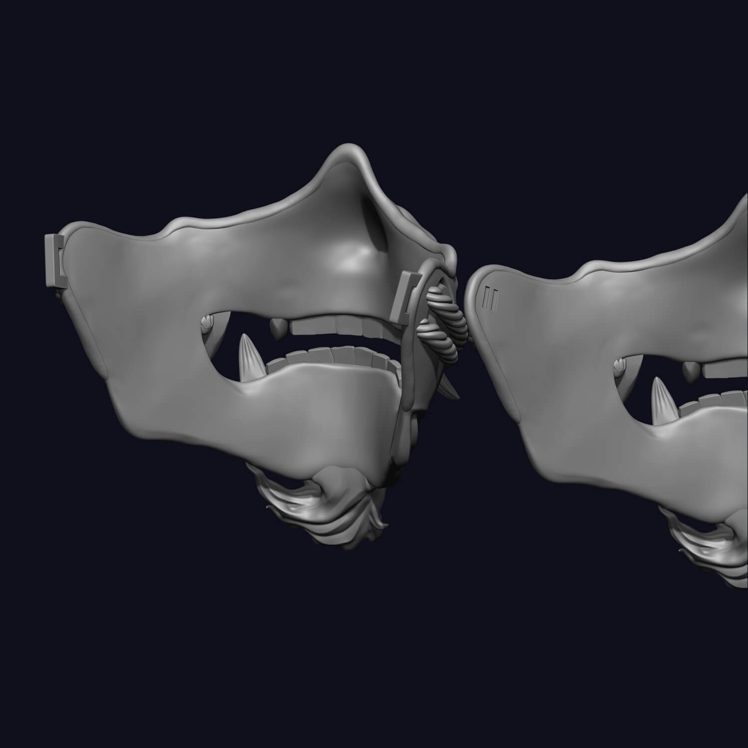Hannya Mask - Half Face Mask 3D Model