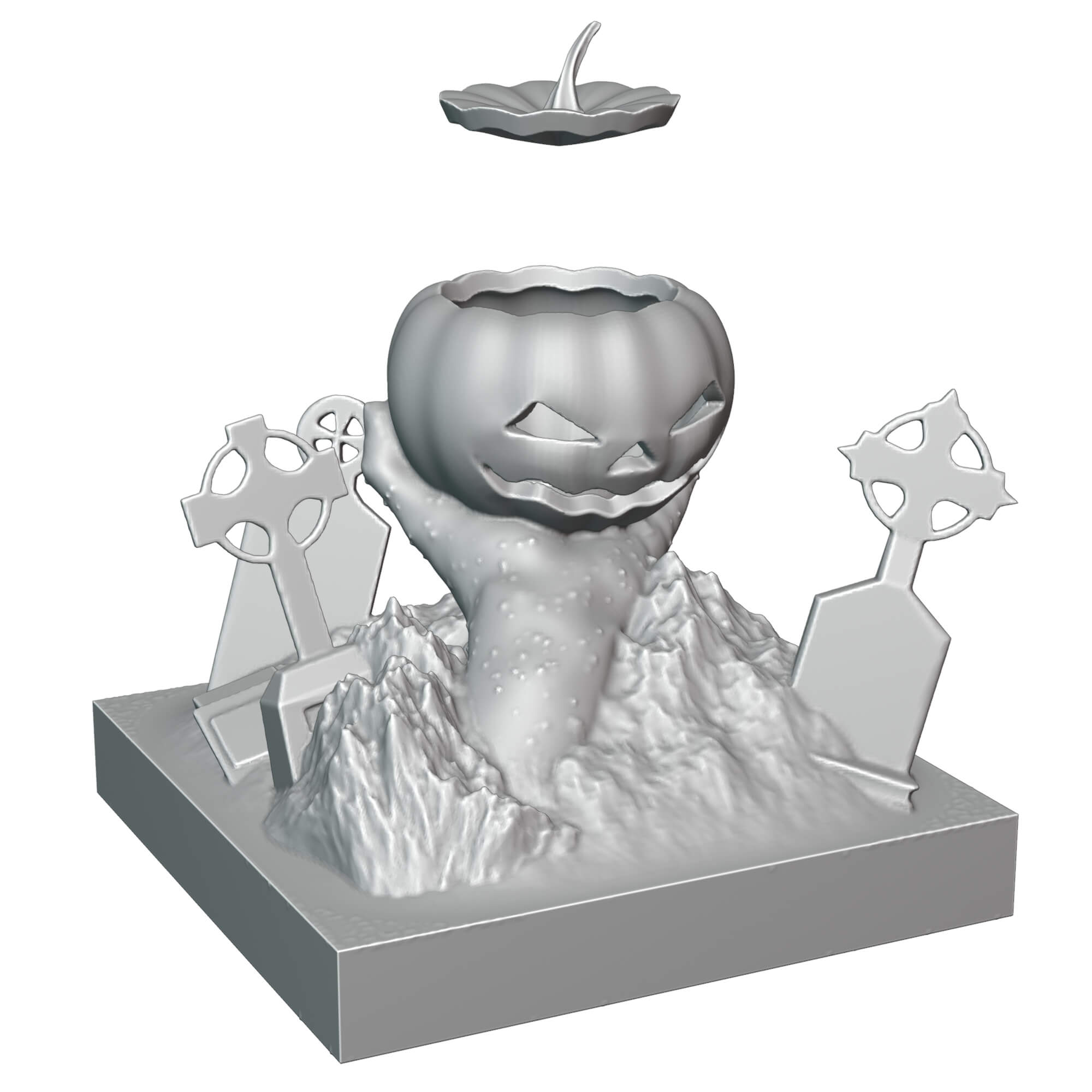 Halloween Pumpkin Tealight Candle Holder &ndash Zombie Hand 3D Model