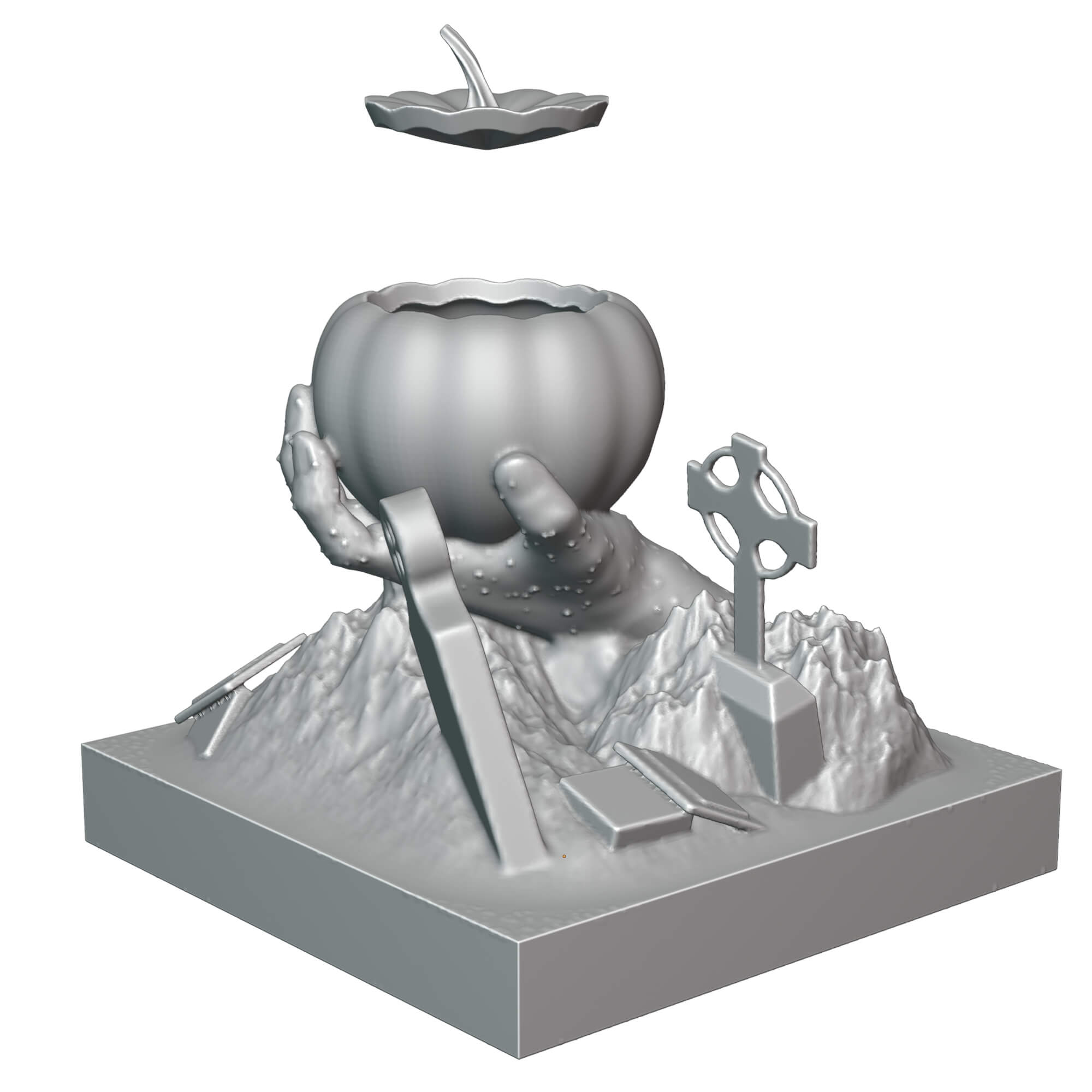 Halloween Pumpkin Tealight Candle Holder &ndash Zombie Hand 3D Model