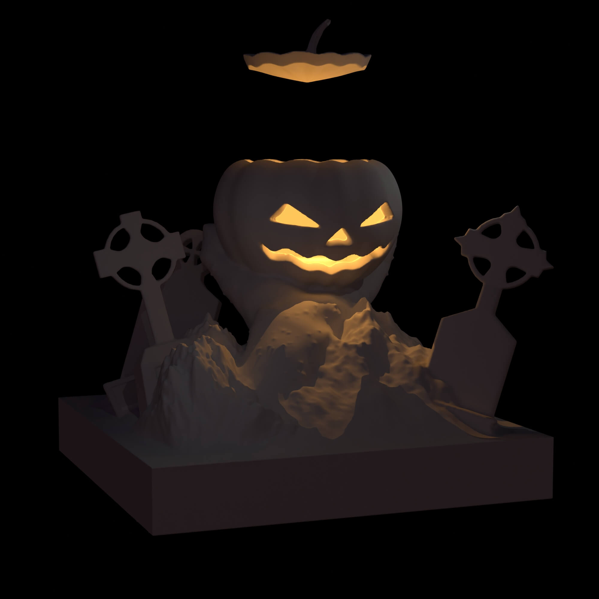 Halloween Pumpkin Tealight Candle Holder &ndash Zombie Hand 3D Model