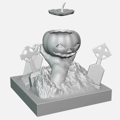 Halloween Pumpkin Tealight Candle Holder &ndash; Zombie Hand