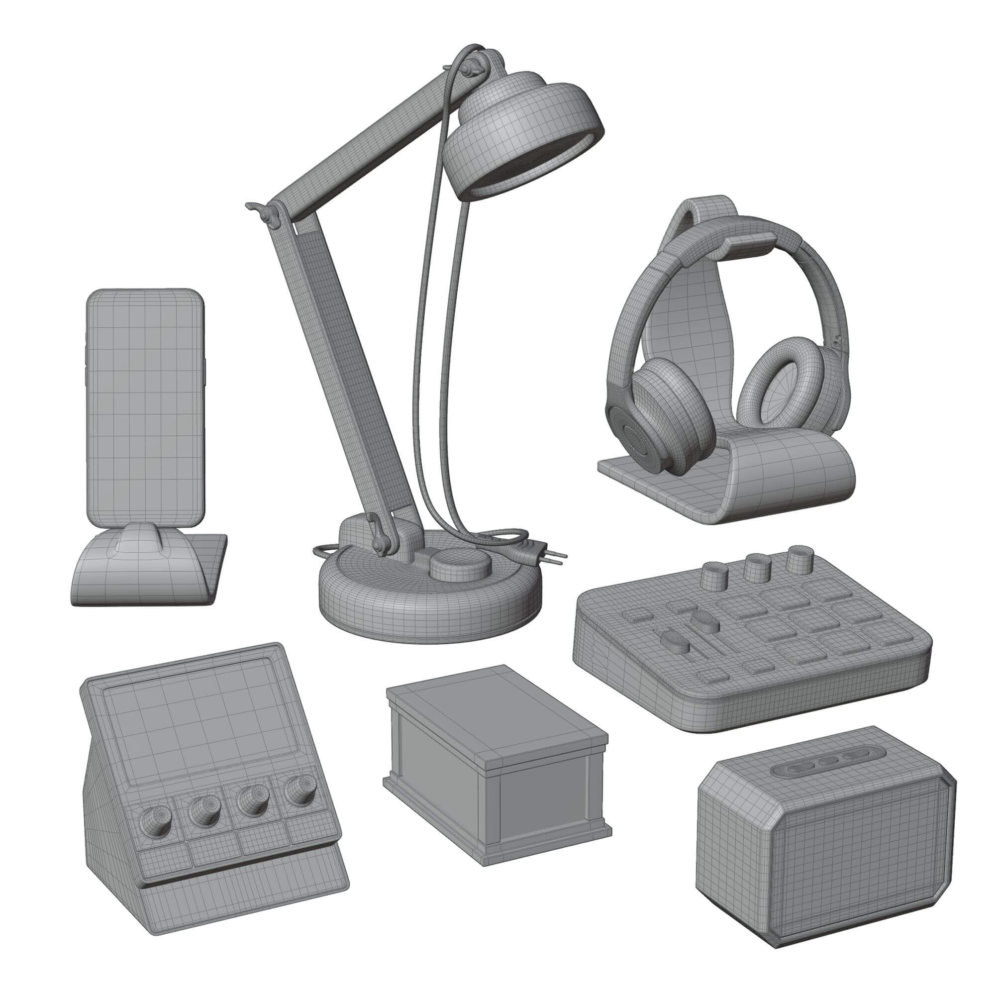 Modern Desk Gadgets Collection 3D Model