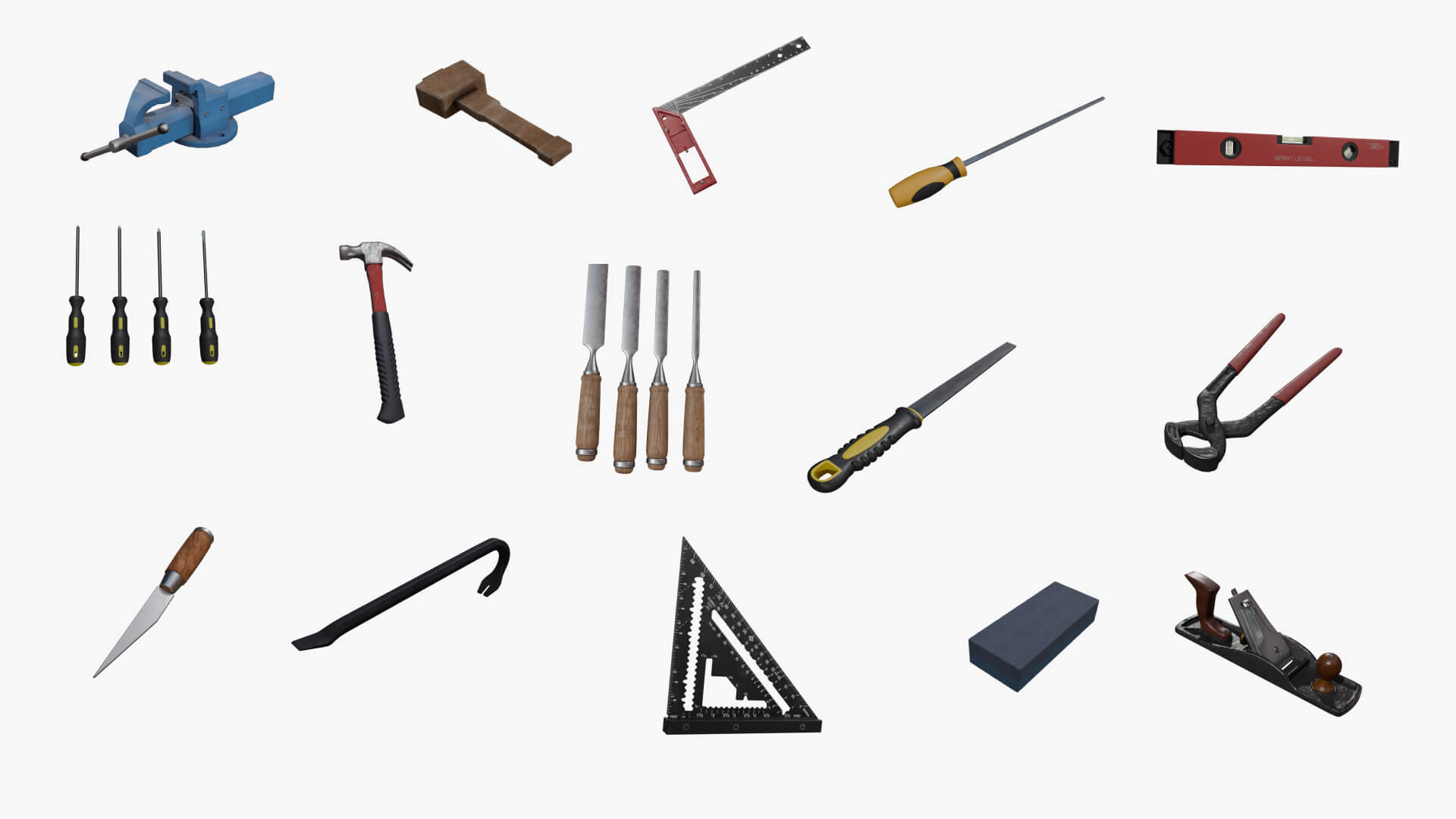 Basic Carpenters Tool Set 3D Model