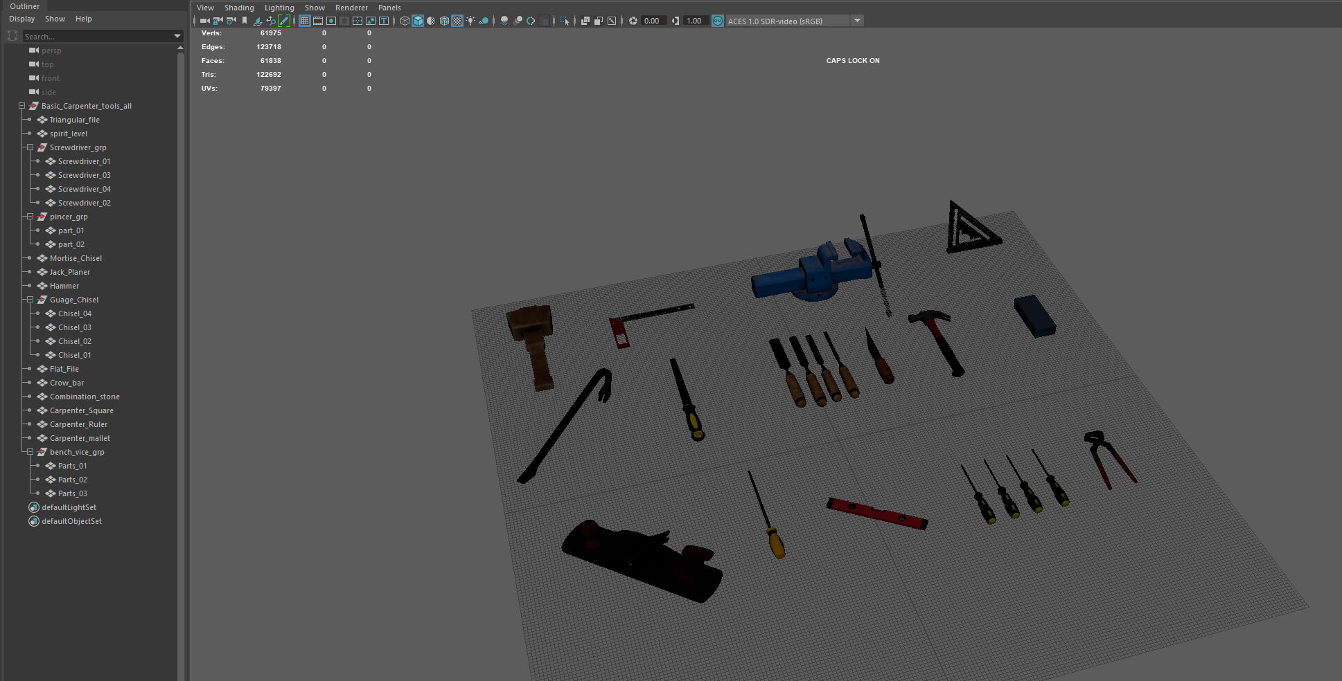 Basic Carpenters Tool Set 3D Model