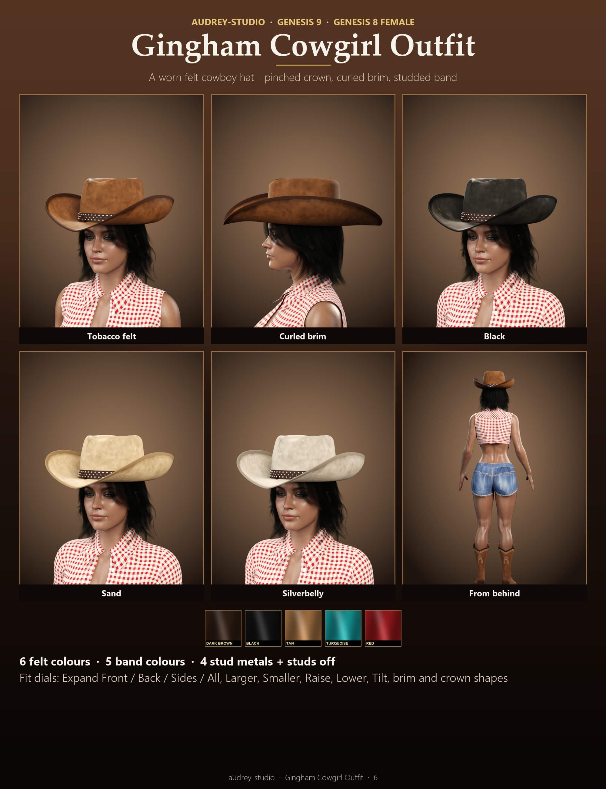 Gingham Cowgirl Outfit for Genesis 9 and Genesis 8 Female Daz Content