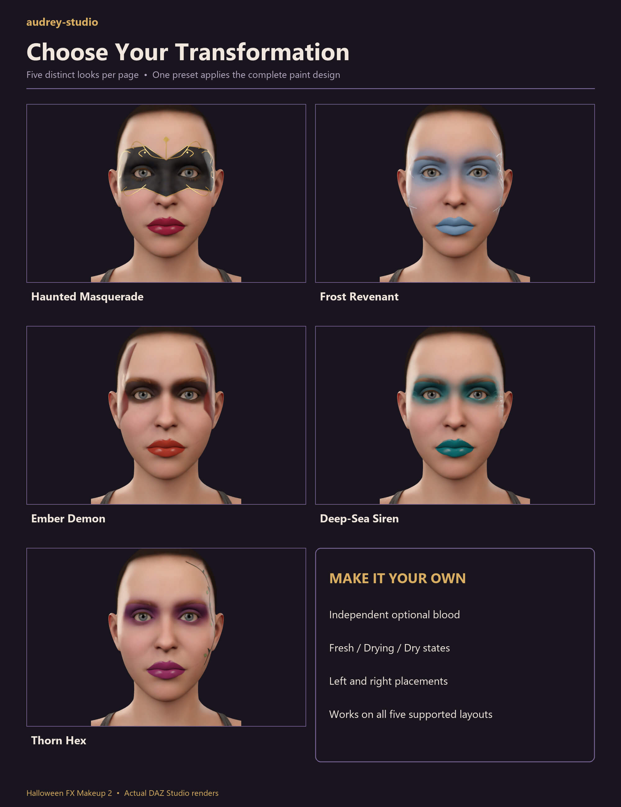 Halloween FX Makeup 2 Haunted Face Paint and Blood for G9 G8 Daz Content