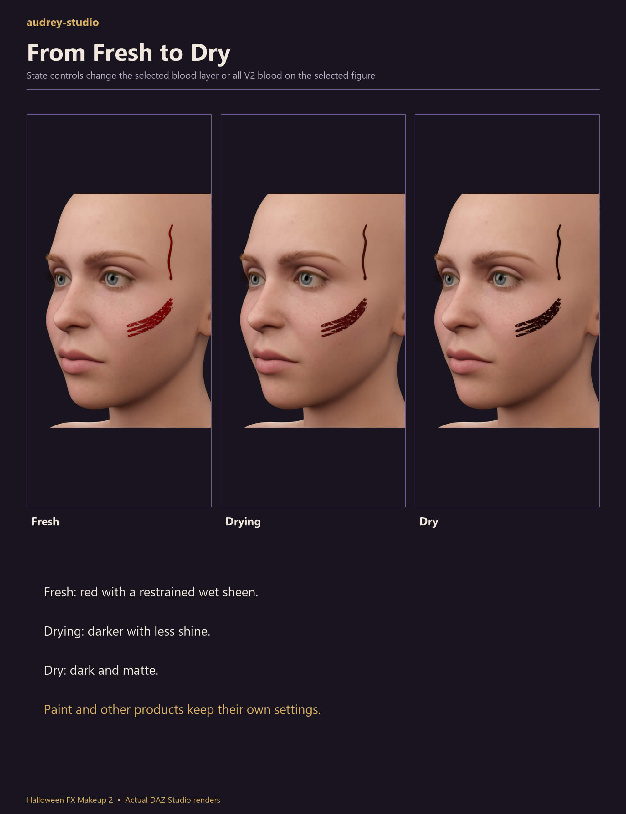 Halloween FX Makeup 2 Haunted Face Paint and Blood for G9 G8 Daz Content