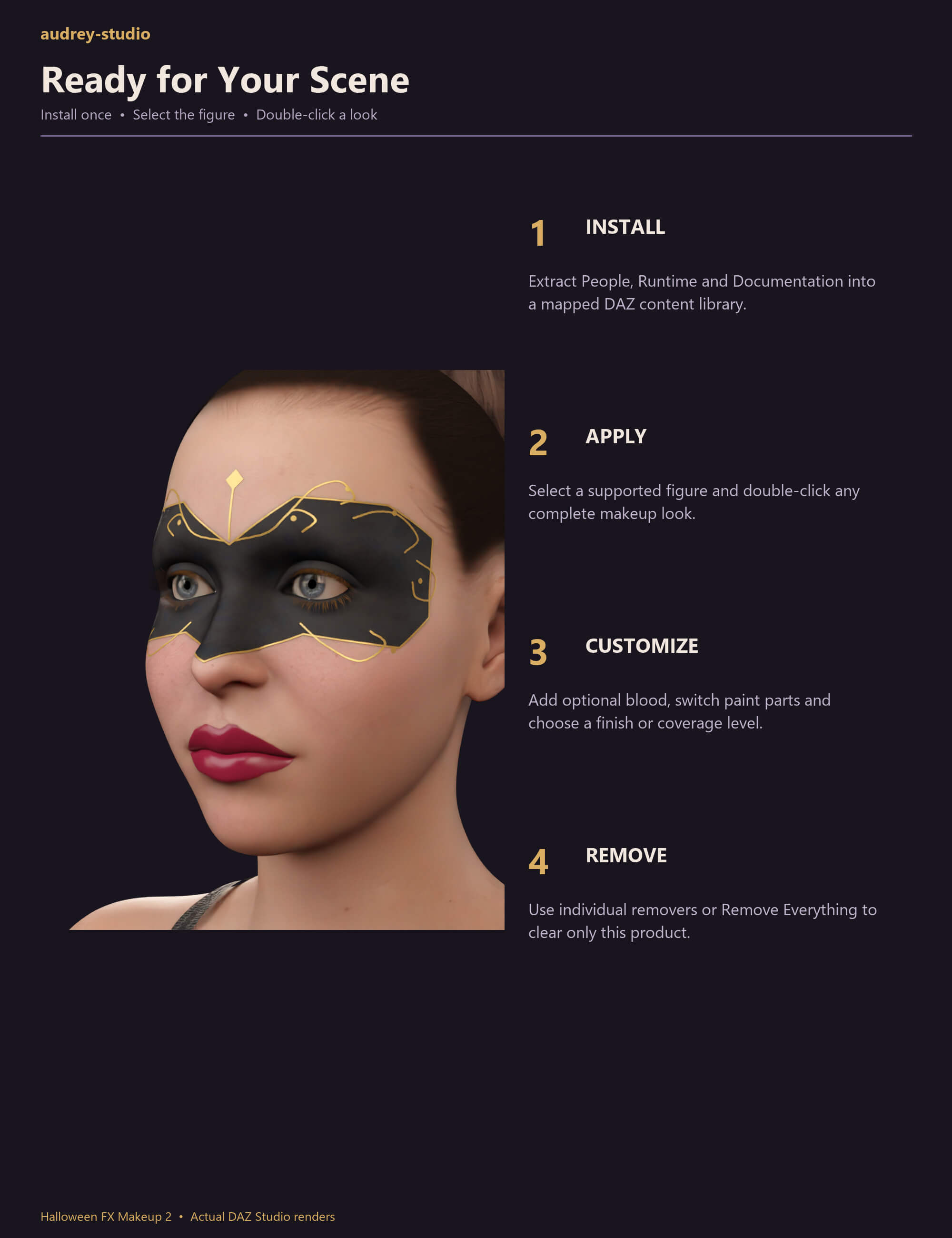 Halloween FX Makeup 2 Haunted Face Paint and Blood for G9 G8 Daz Content