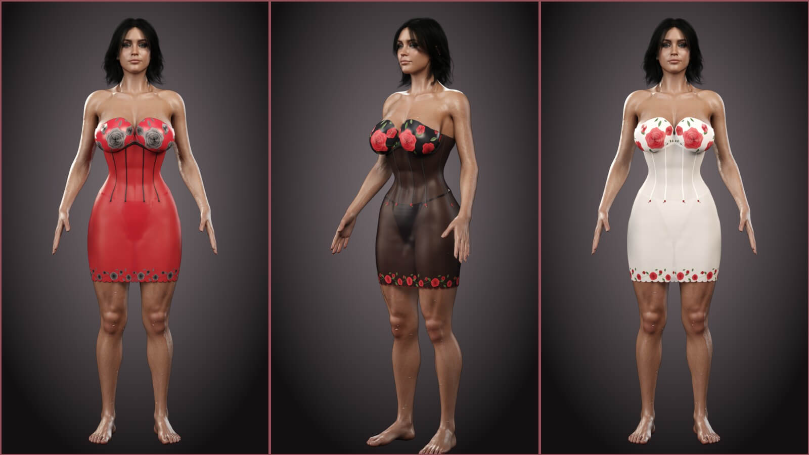 Midnight Rose Mesh Chemise for Genesis 9 and 8 Female Daz Content