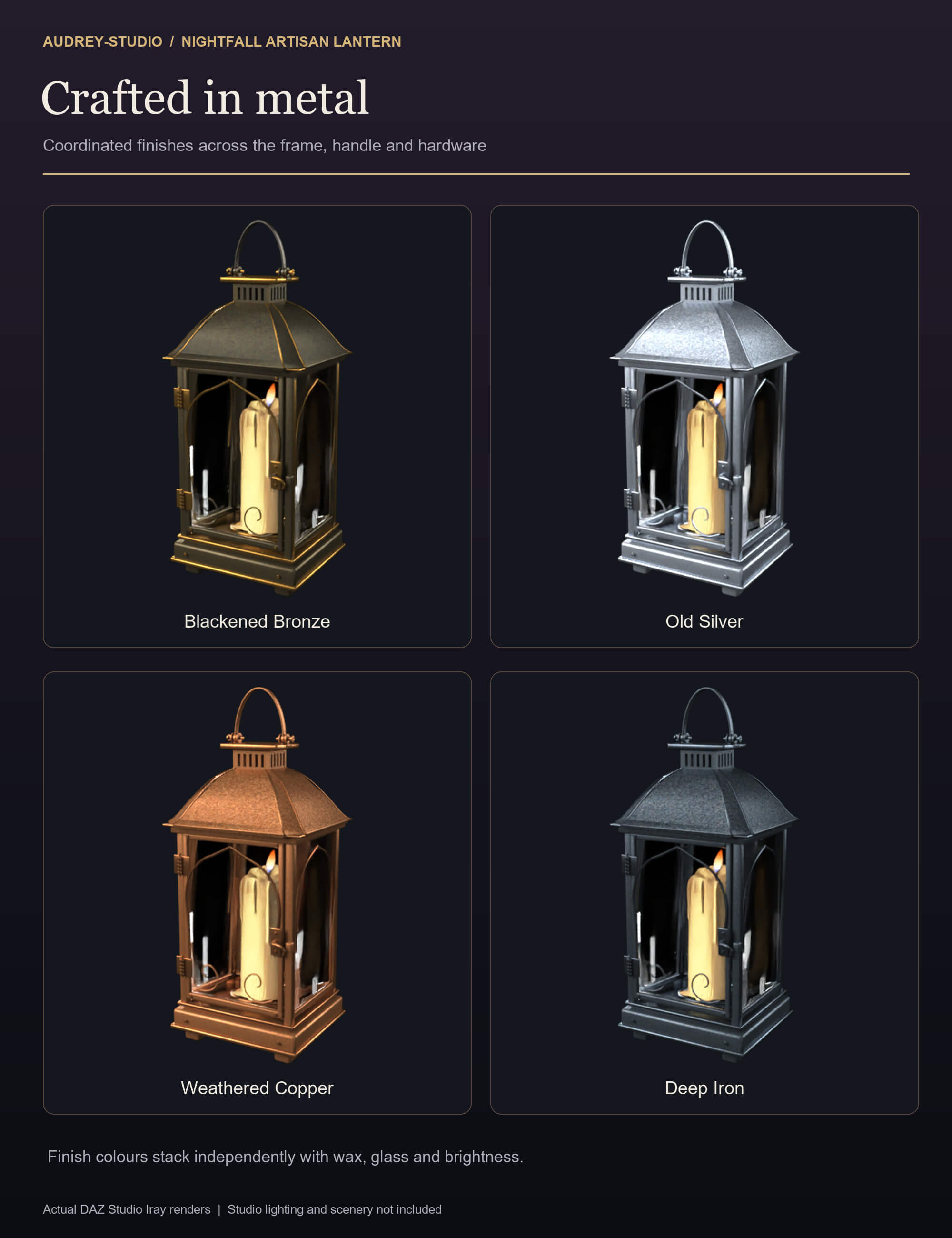 Nightfall Artisan Lantern - Gothic Candle Lantern Prop Daz Content