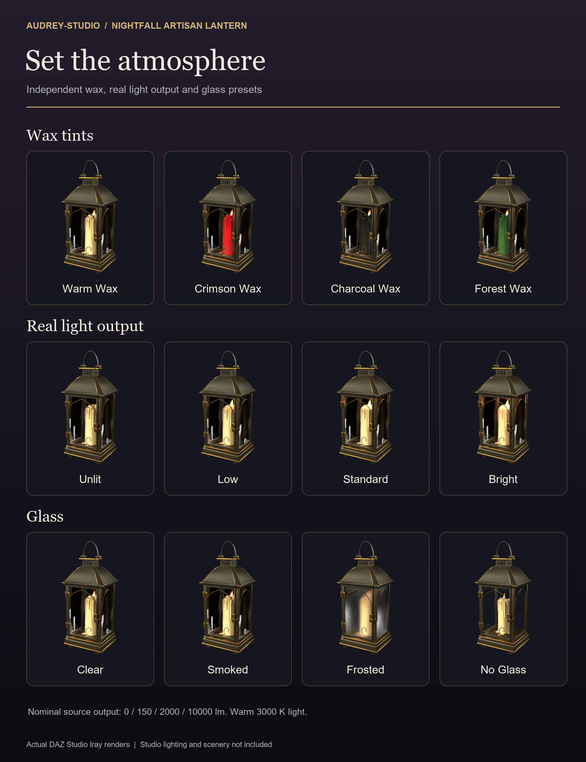 Nightfall Artisan Lantern - Gothic Candle Lantern Prop Daz Content