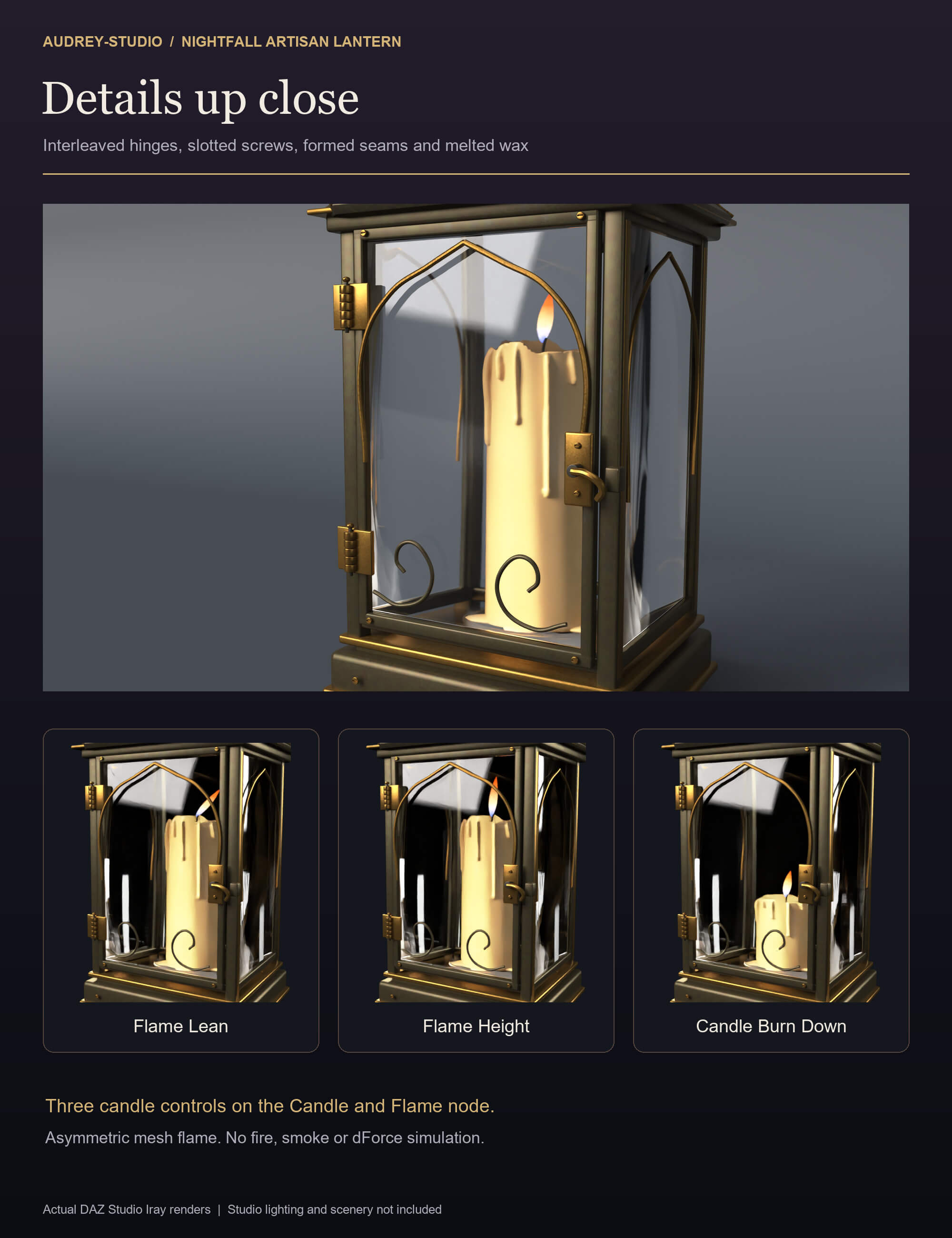Nightfall Artisan Lantern - Gothic Candle Lantern Prop Daz Content