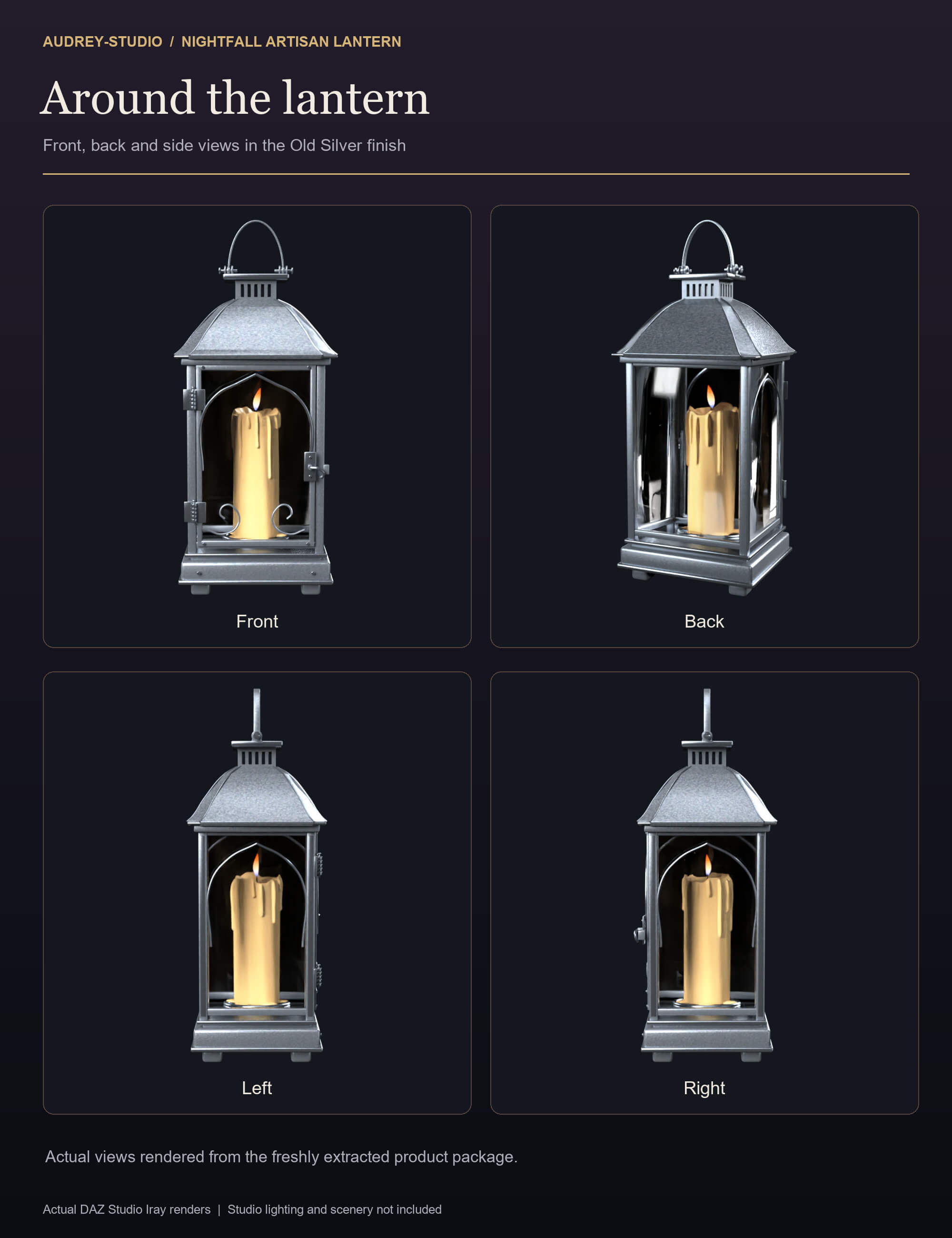 Nightfall Artisan Lantern - Gothic Candle Lantern Prop Daz Content