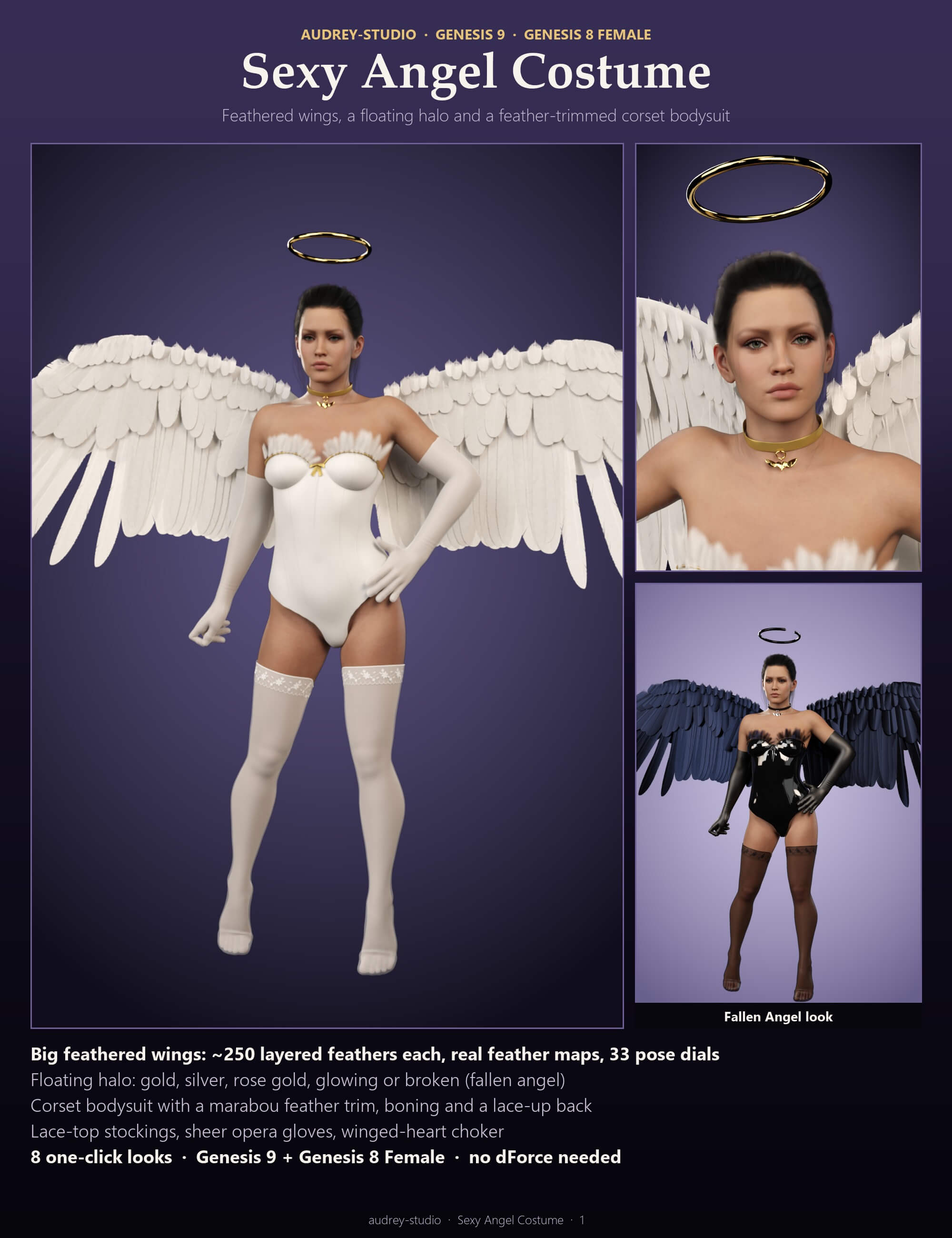 Sexy Angel Costume for Genesis 9 and Genesis 8 Female Daz Content