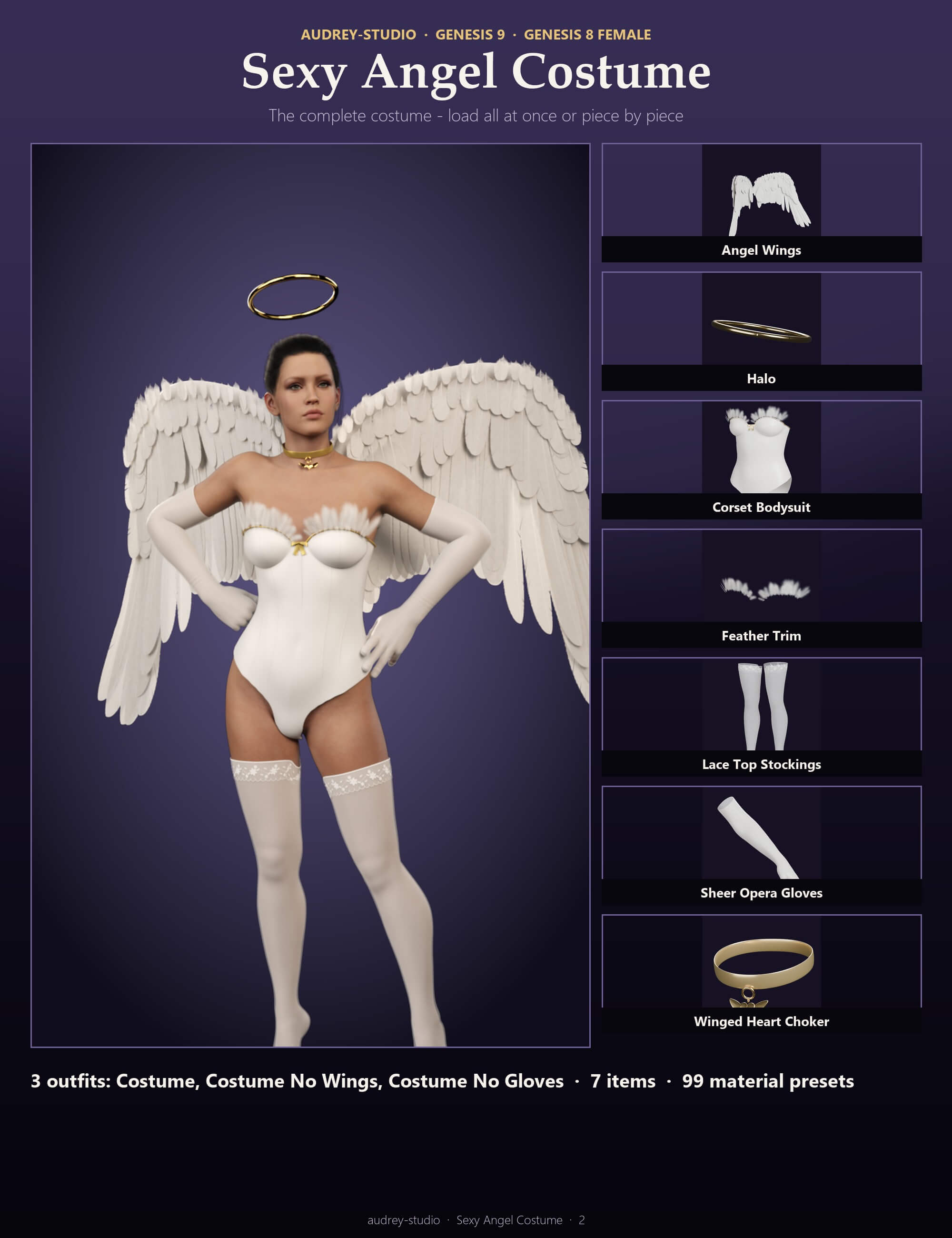 Sexy Angel Costume for Genesis 9 and Genesis 8 Female Daz Content