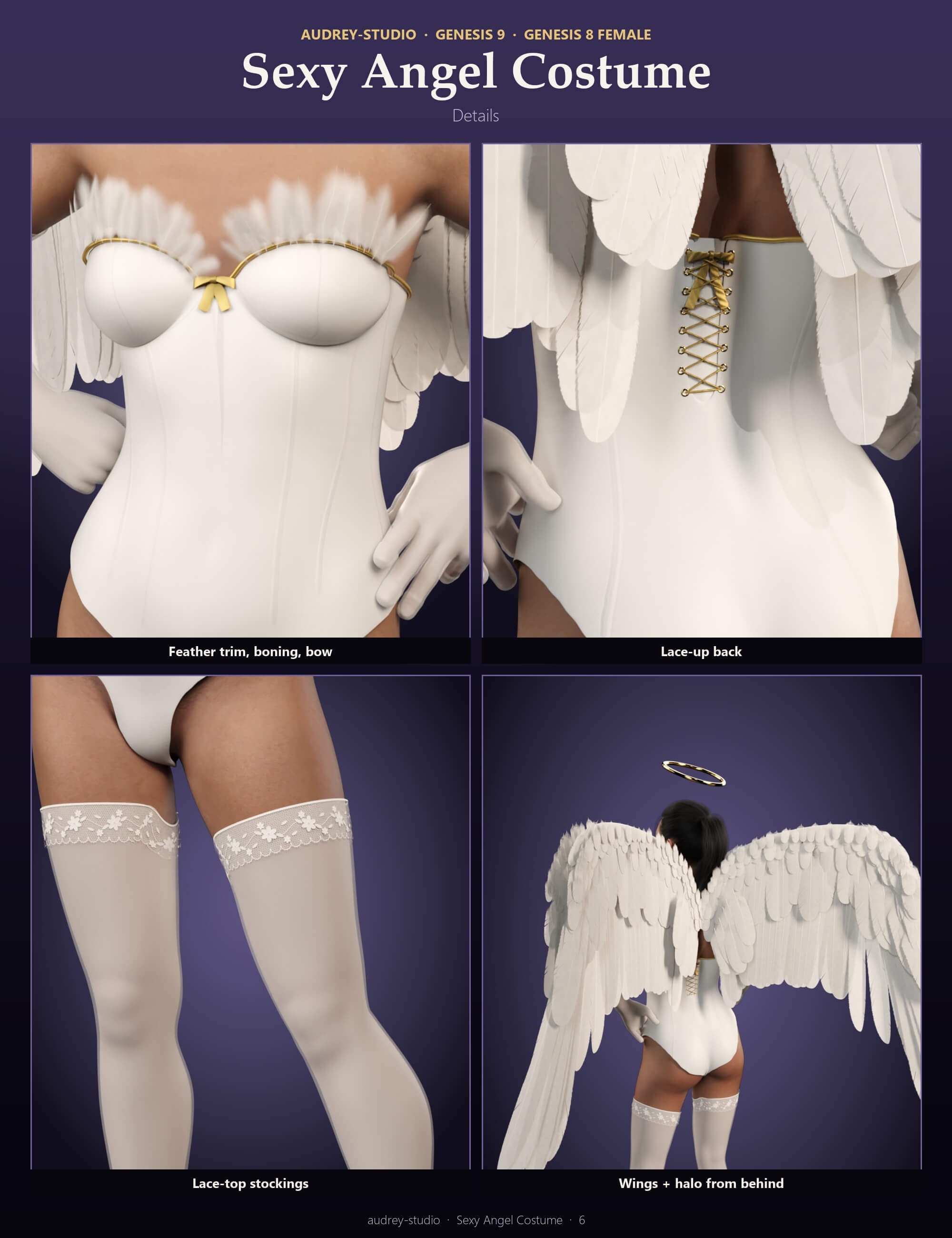 Sexy Angel Costume for Genesis 9 and Genesis 8 Female Daz Content