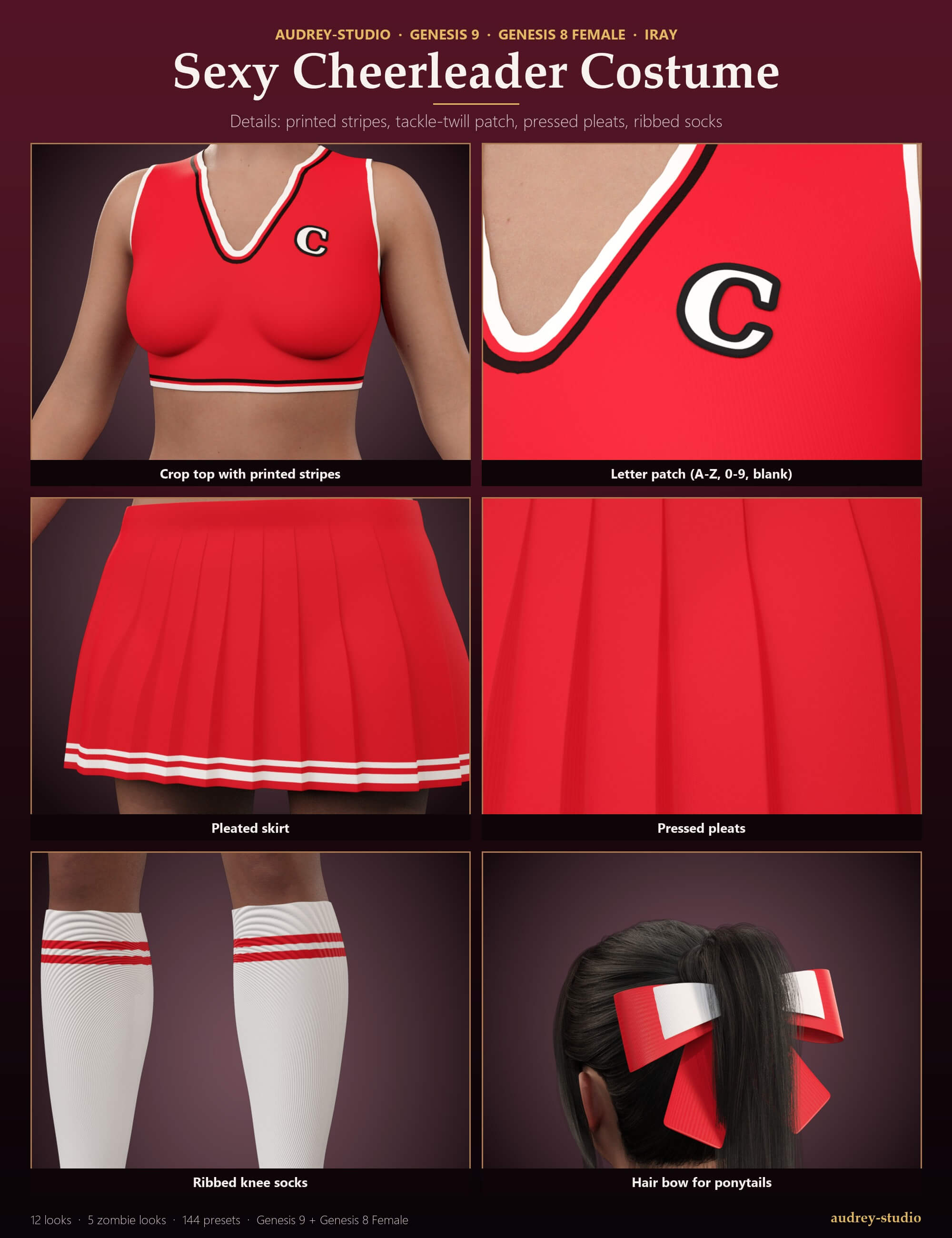 Sexy Cheerleader Costume  Zombie for G9 G8F Daz Content