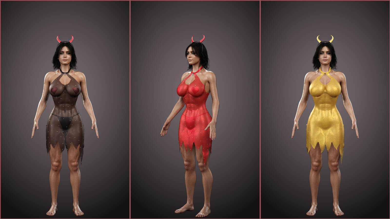 D-Force Sexy Flame Devil Costume for G9 G8f Daz Content